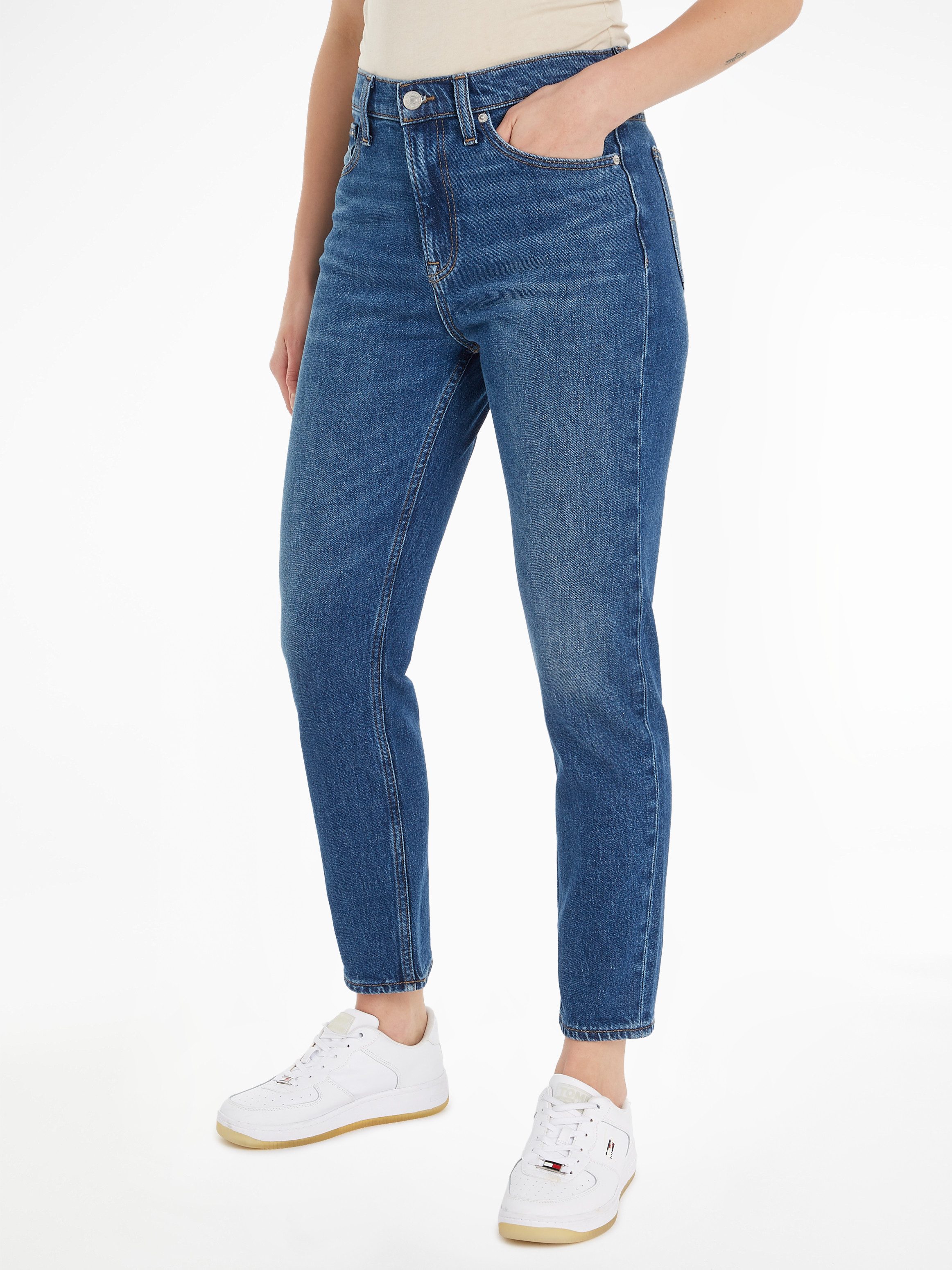 TOMMY JEANS Slim fit jeans Damenjeans IZZIE High Waist Slim Fit- Ankle Figuuraccentuerende enkel-lange jeans met logo-badge