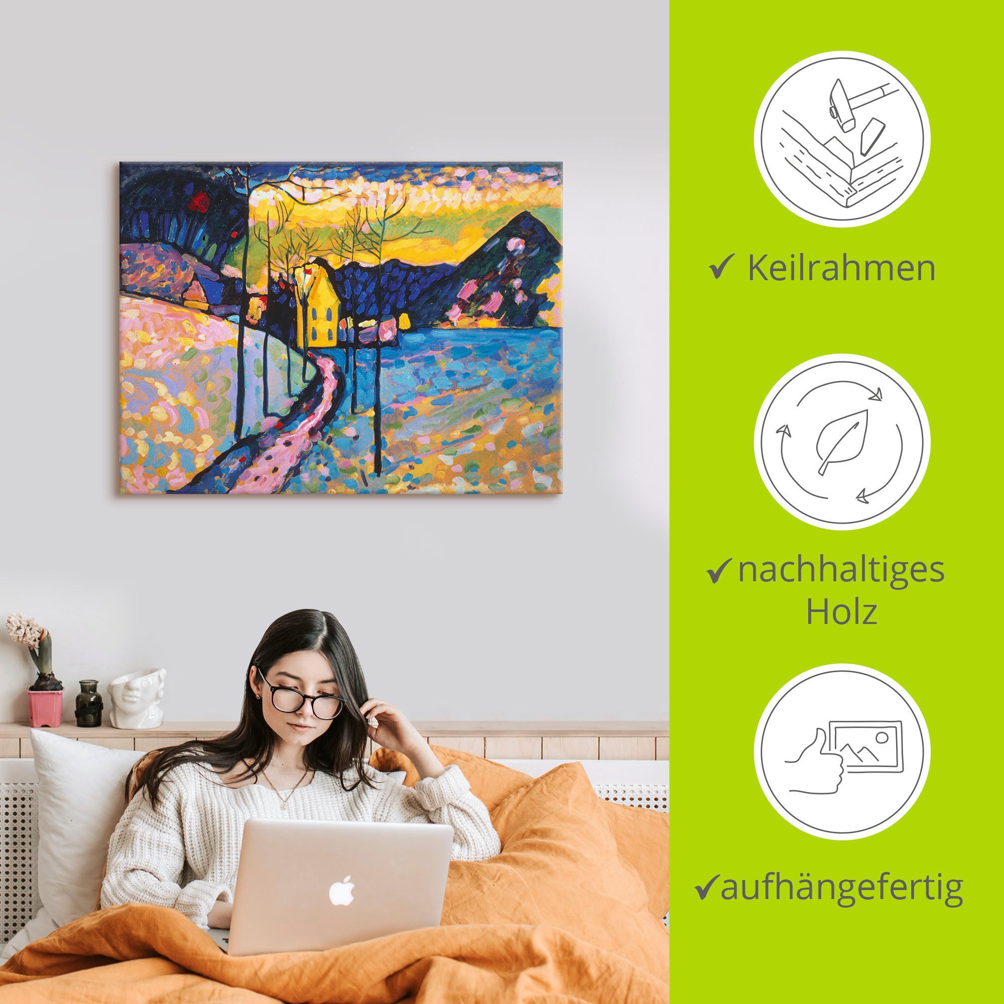 Artland Artprint op linnen Winterlandschap I. 1909 gespannen op een spieraam