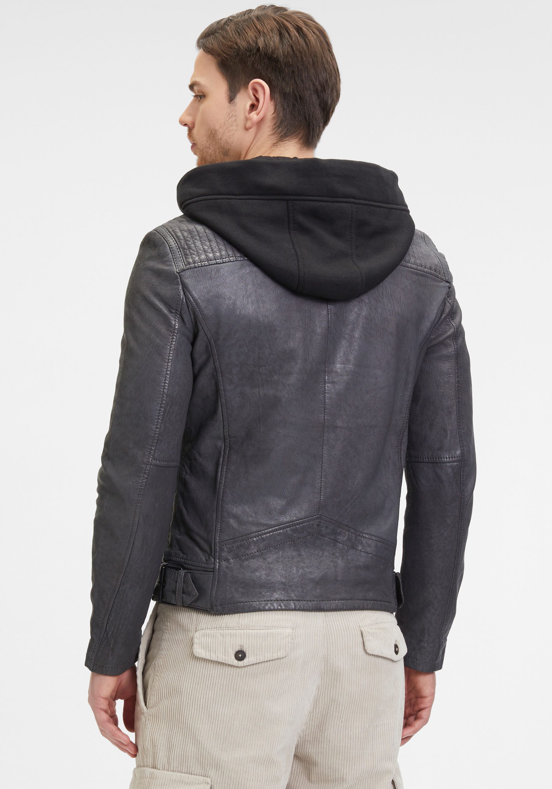 Mauritius Leren jack G2MNeiko SF met rits, decoratieve stiksels