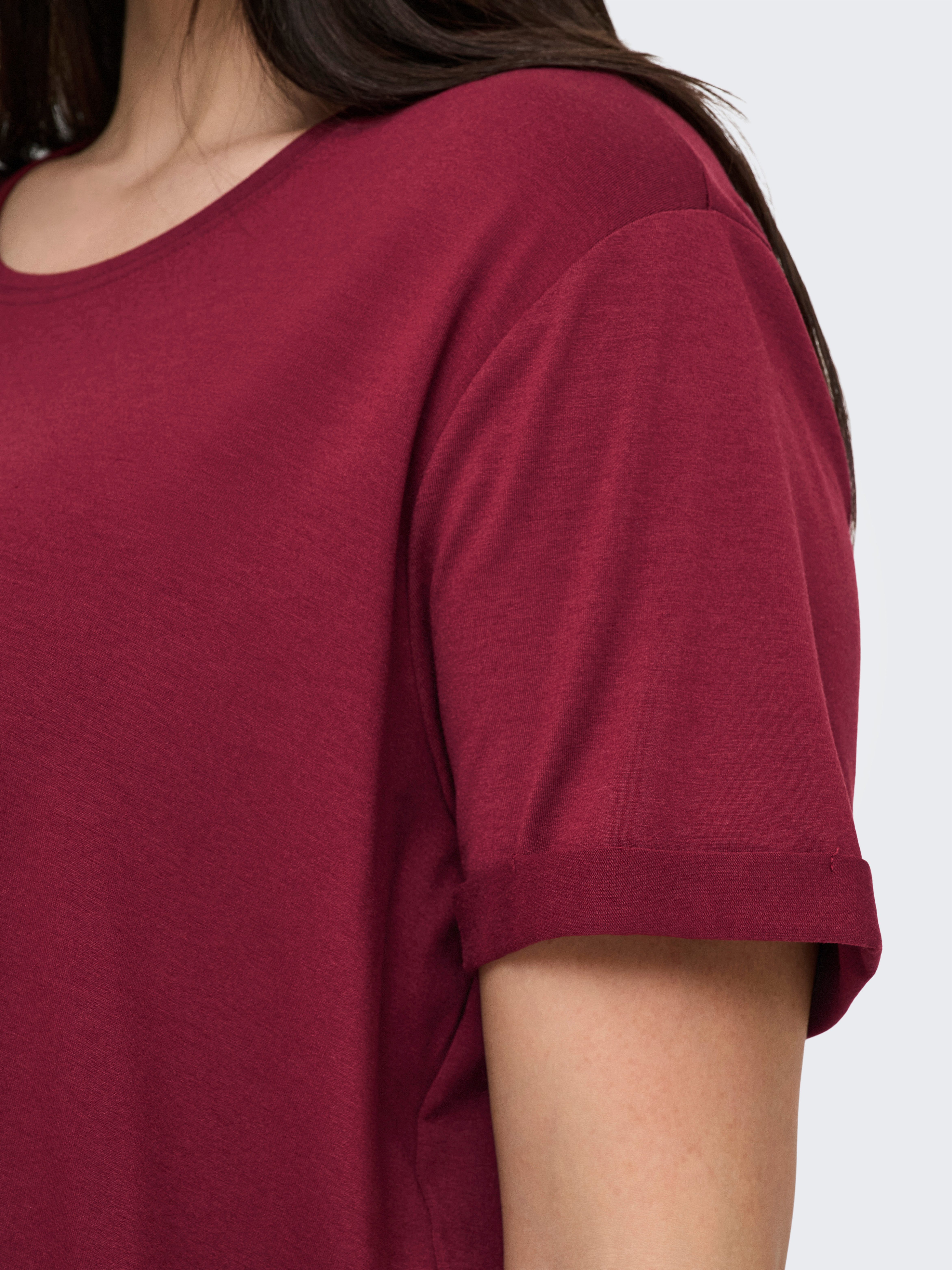 ONLY CARMAKOMA Shirt met korte mouwen CARMOSTER S/S FOLD UP TOP JRS NOOS