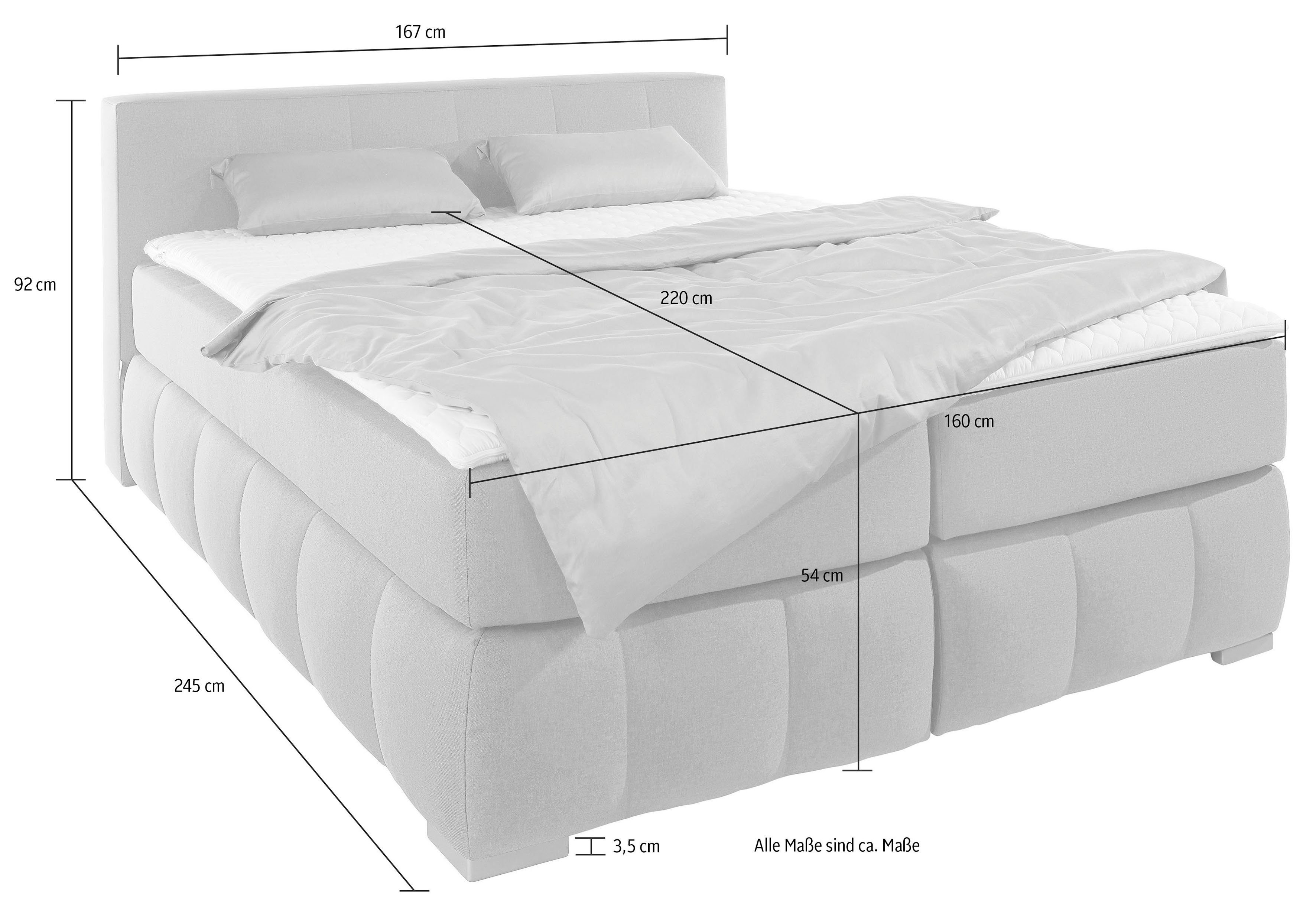 Guido Maria Kretschmer Home&Living Boxspring Chelles incl. matrastopper, in xxl- extra lang 220 cm, onderbak met elegante welving