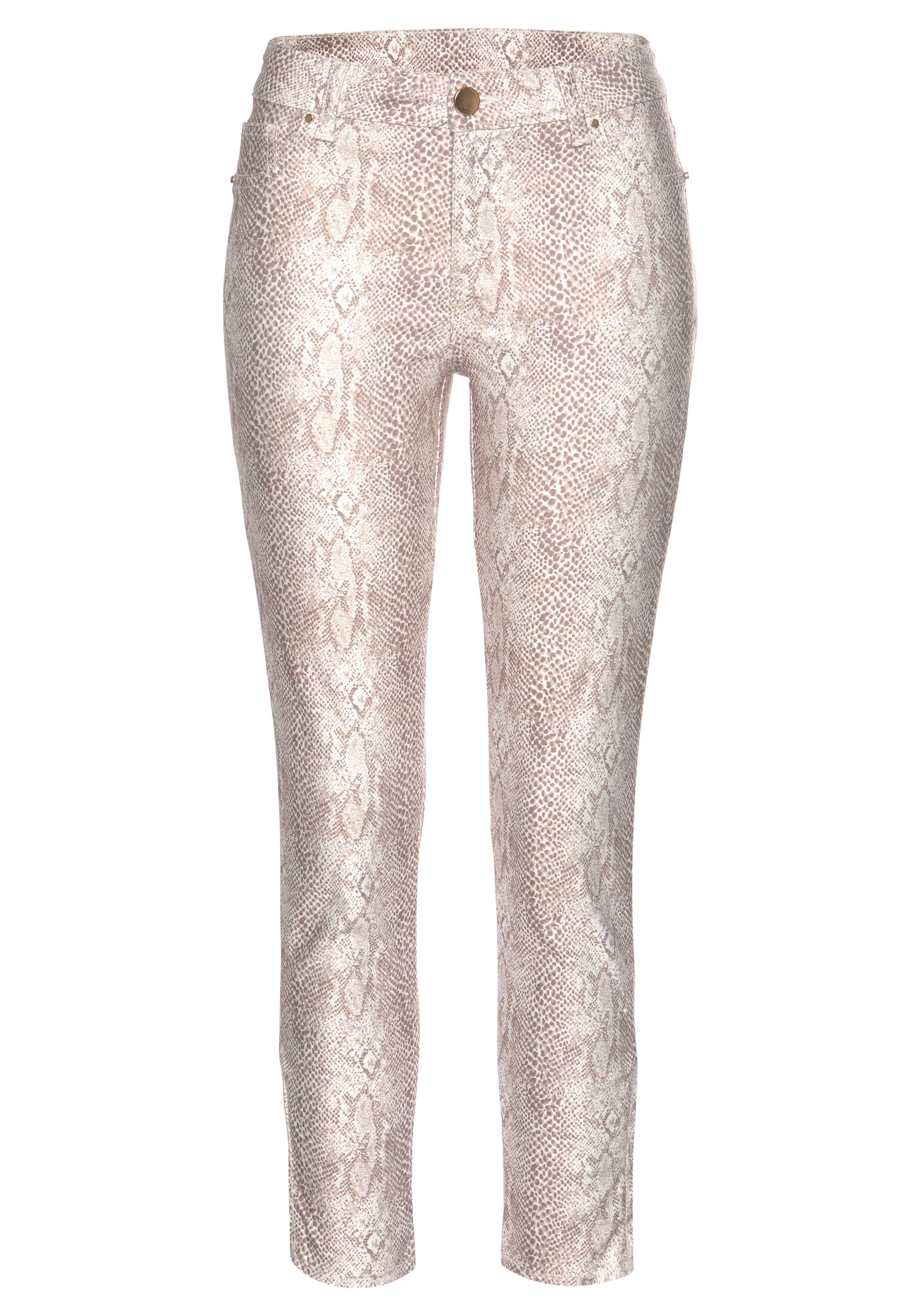 Lascana 7/8-jegging met animal print, stretch denim, slim fit, damesbroek dames broeken maat 38 multicolor