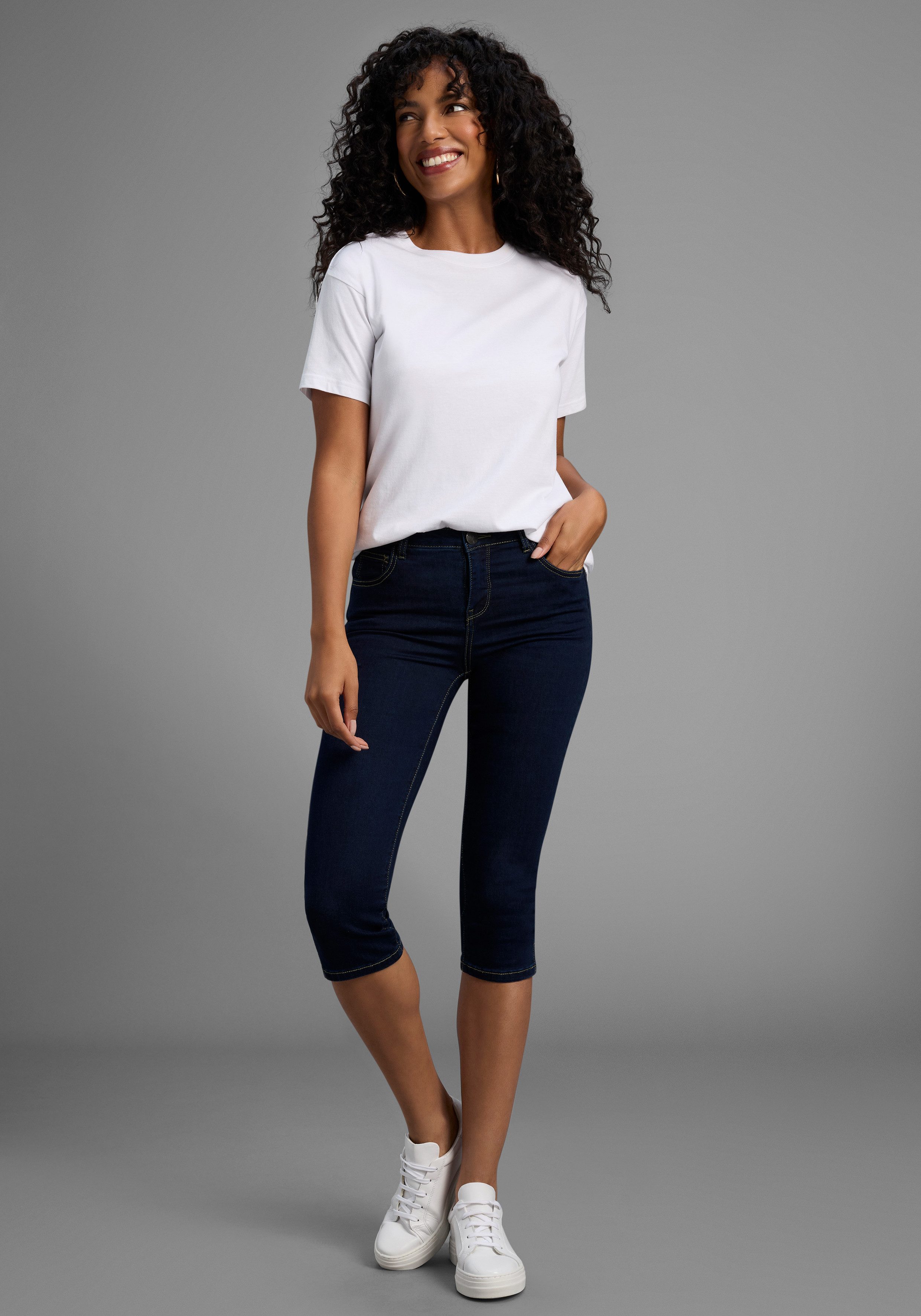 Arizona Capri jeans Ultra Stretch extra-strakke snit, modieuze beenafsluiting met split