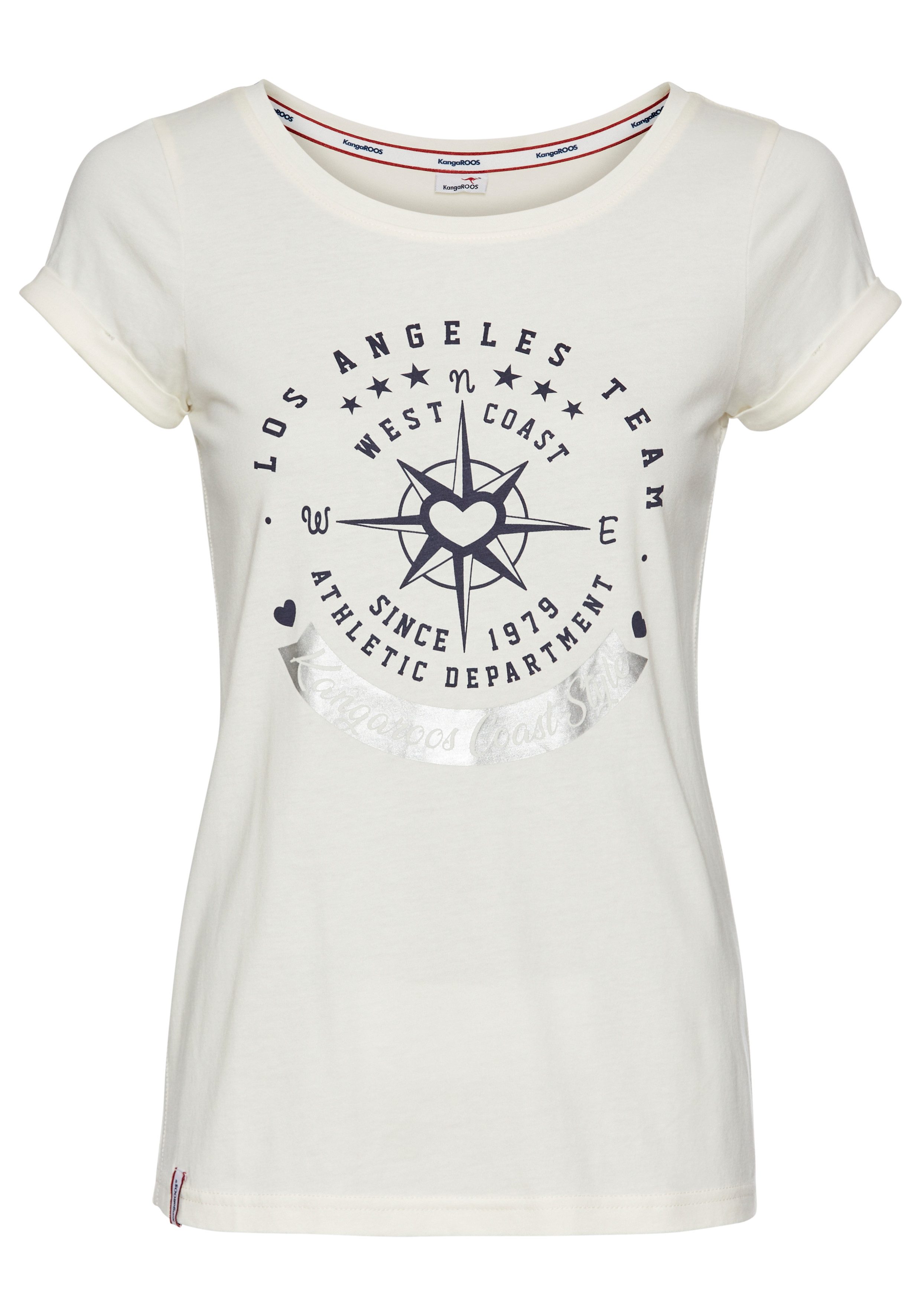 KangaROOS Shirt met print Korte mouwen, figuurvolgende snit, met metallic-print