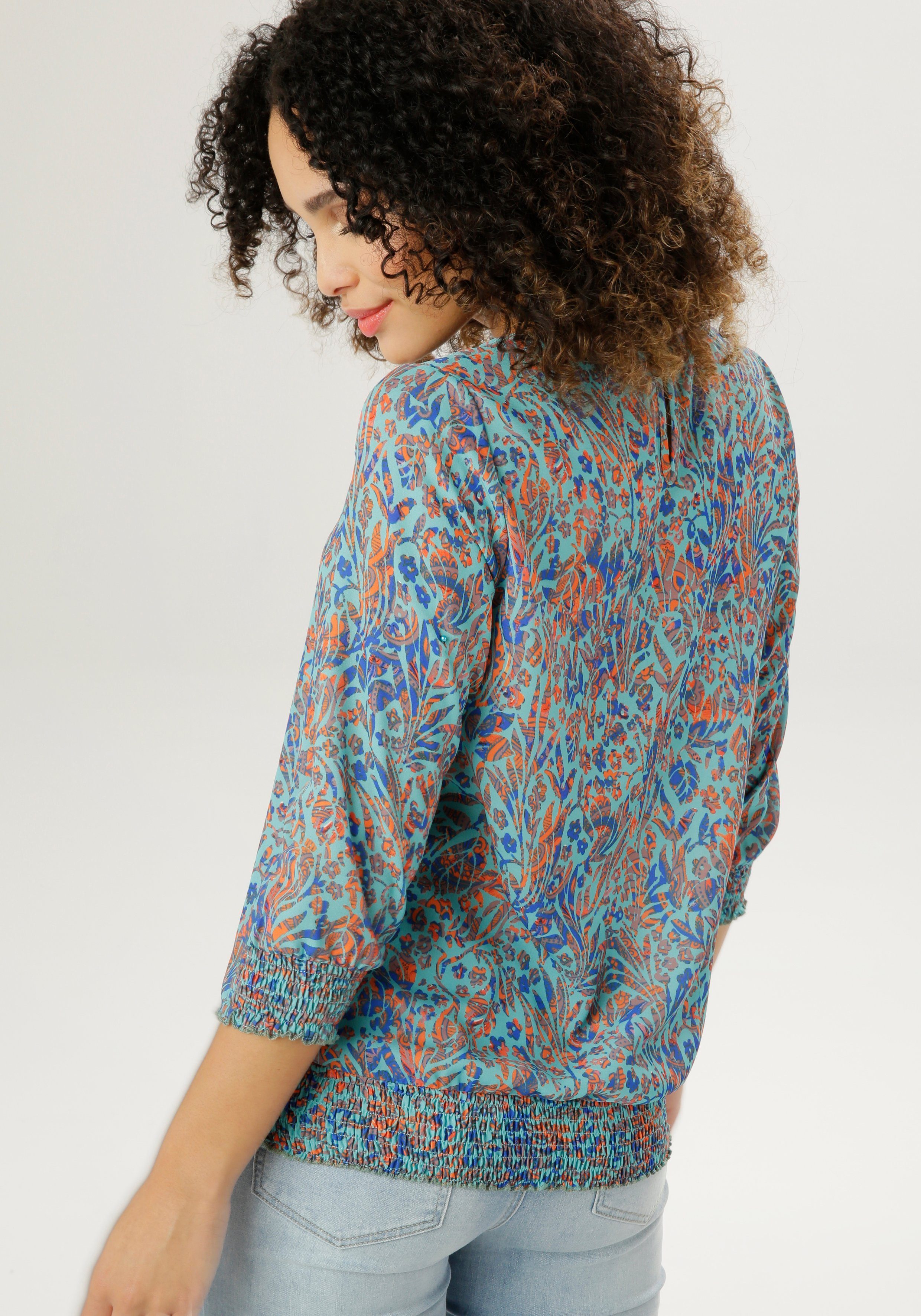 Aniston SELECTED Blouse zonder sluiting met smokwerk-boord