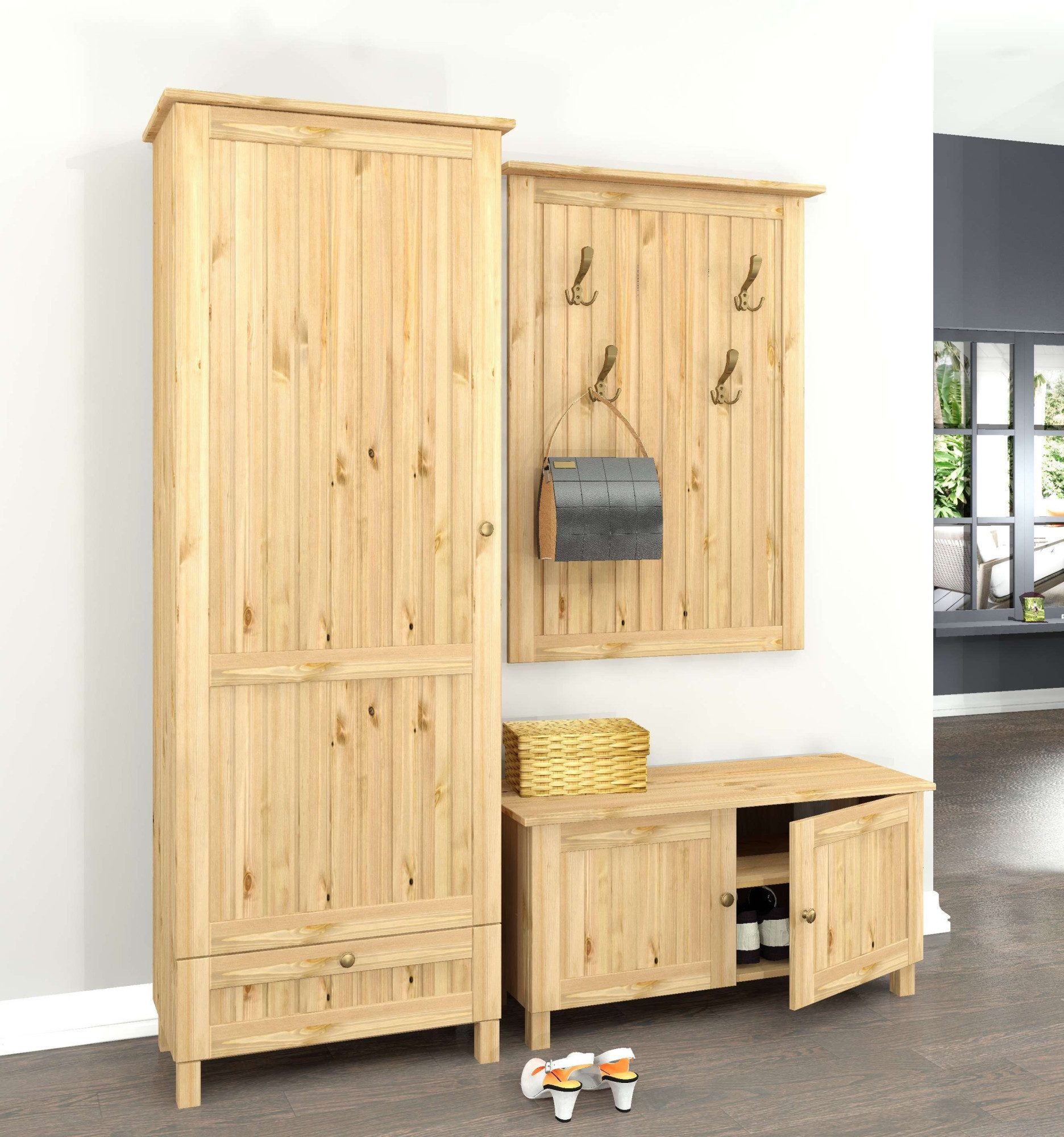 Home affaire Schoenenkast Juventus van massief dennenhout, breedte 67 cm, hoogte 180 cm (1 stuk)