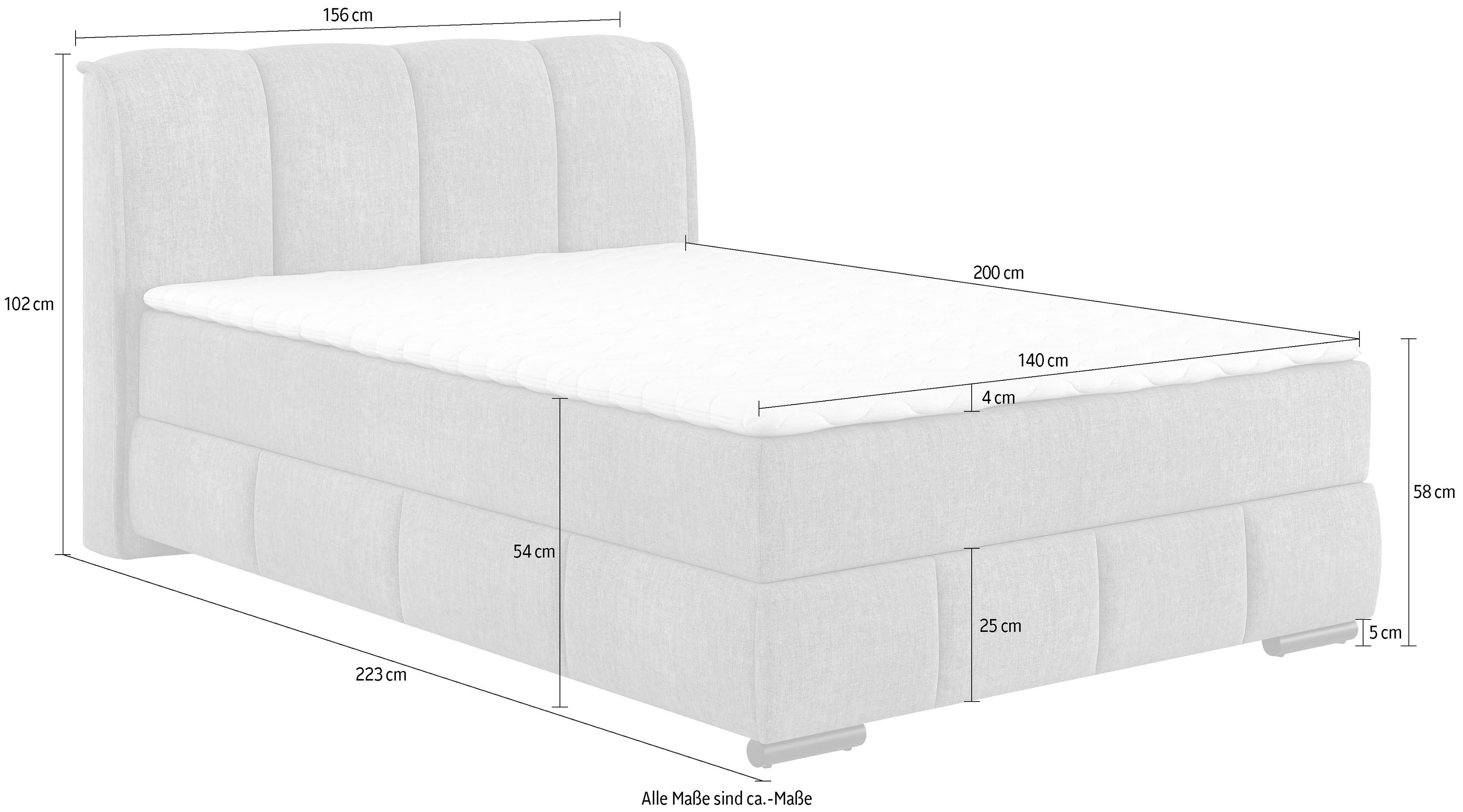 Mr. Couch Boxspring Bethany met bedkist, incl. matras Topmatras en sierkussen, in verschillende hardheden beschikbaar