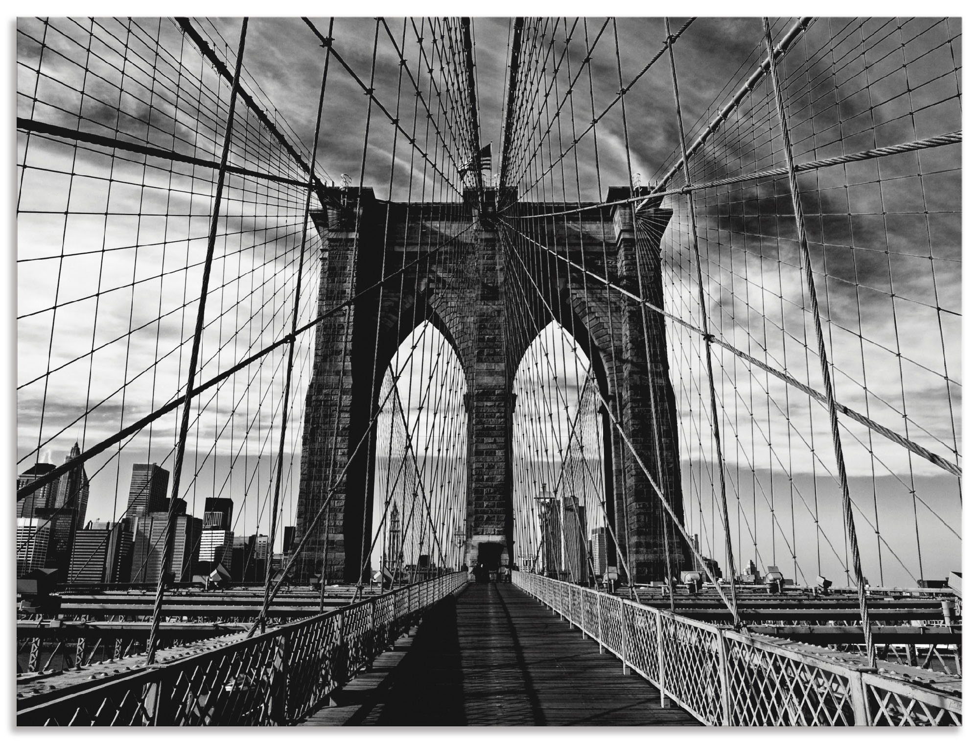 Artland Artprint Brooklyn Bridge - zwart/wit in vele afmetingen & productsoorten - artprint van aluminium / artprint voor buiten, artprint op linnen, poster, muursticker / wandfoli