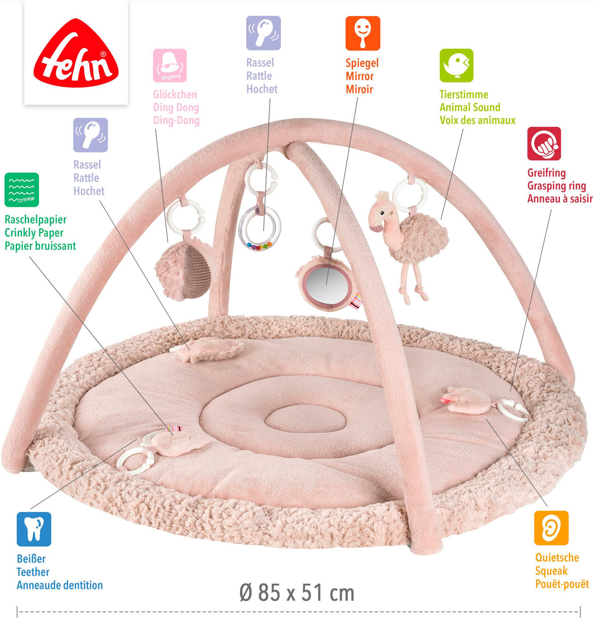 Fehn Speelboog Lazy, Crazy & Pink, Flamingo, 3-D-Activity-Dek