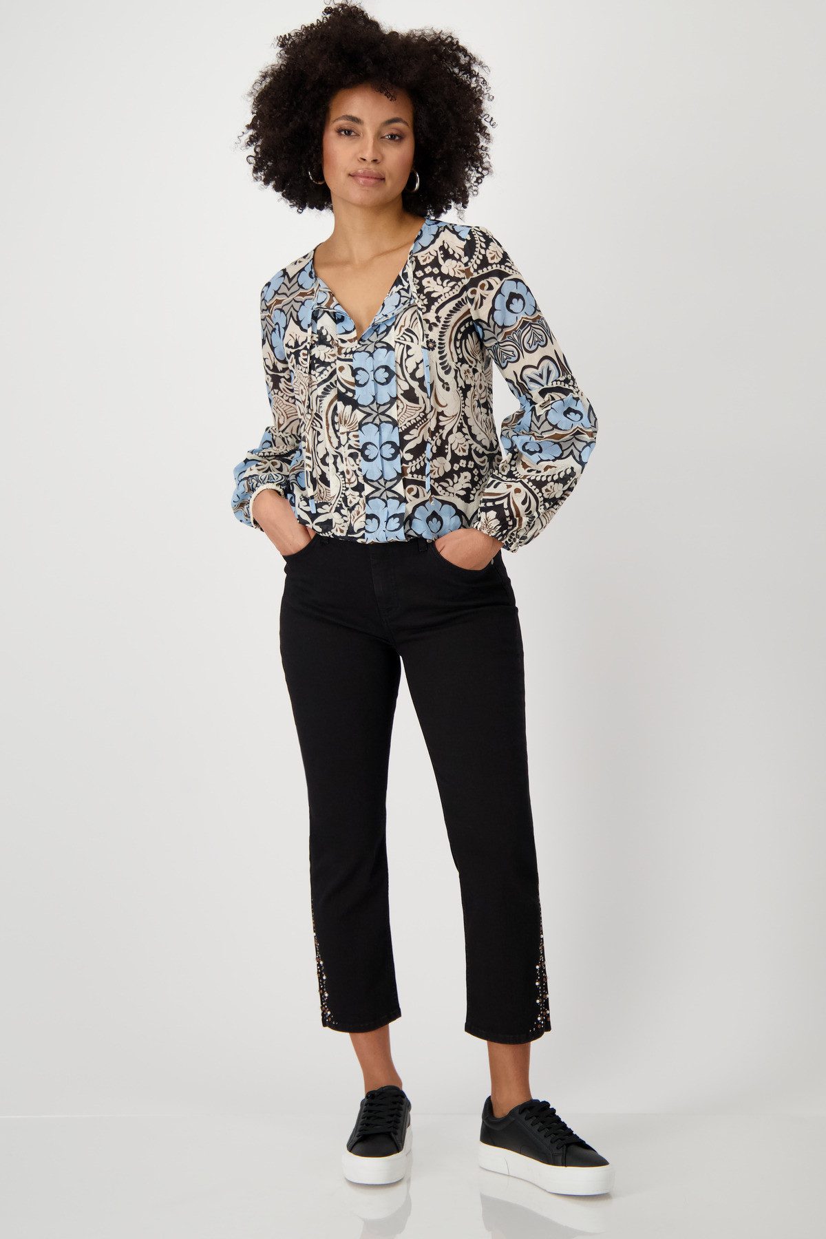 Monari 7/8 broek Jeansbroek met sier 64cm