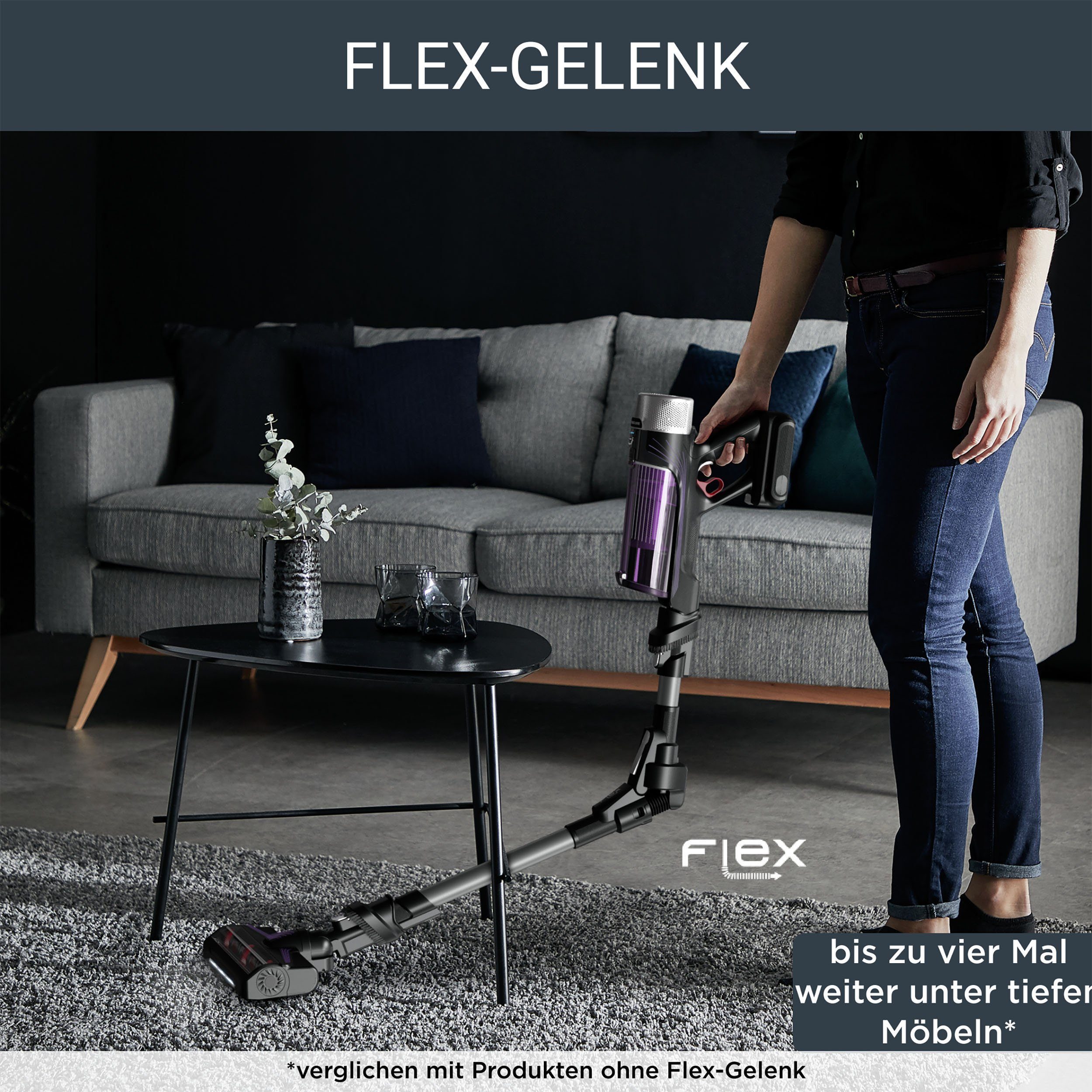 Rowenta Accu-kruimeldief en -stofzuiger RH203A X-Force Flex 9.60 Allergy, snoerloos, hoge capaciteit, flexibele verbinding, lange gebruiksduur,