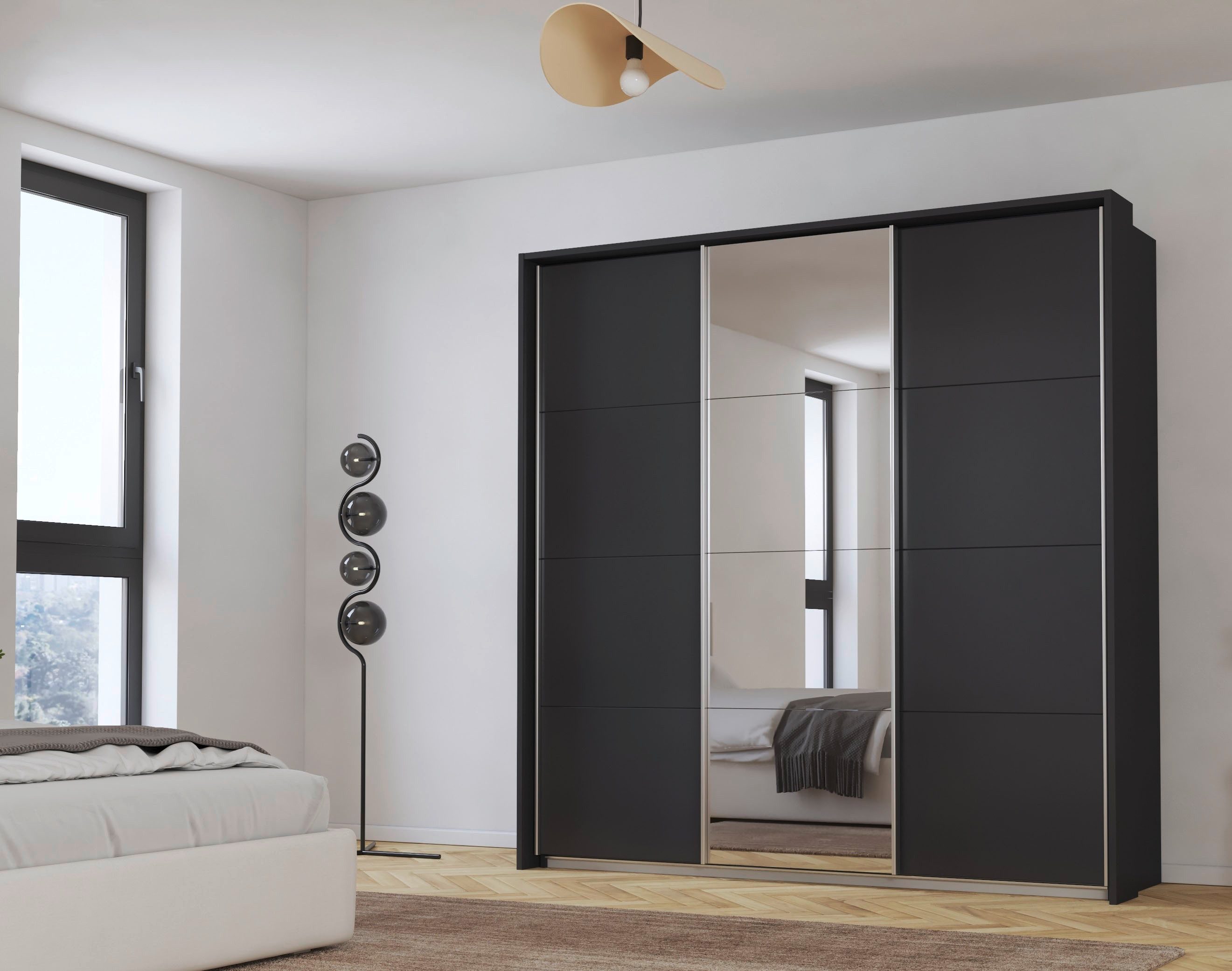 rauch Schuifdeurkast Kledingkast kast garderobe CORTONA met passe-partout en optionele verlichting inclusief indeling 2 boxen en planken