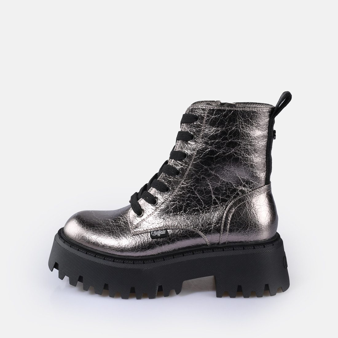 Buffalo Plateaulaarsjes Aspen Lace Up mid Veterboots, plateaulaarzen, profielzool, in actuele metallic-look