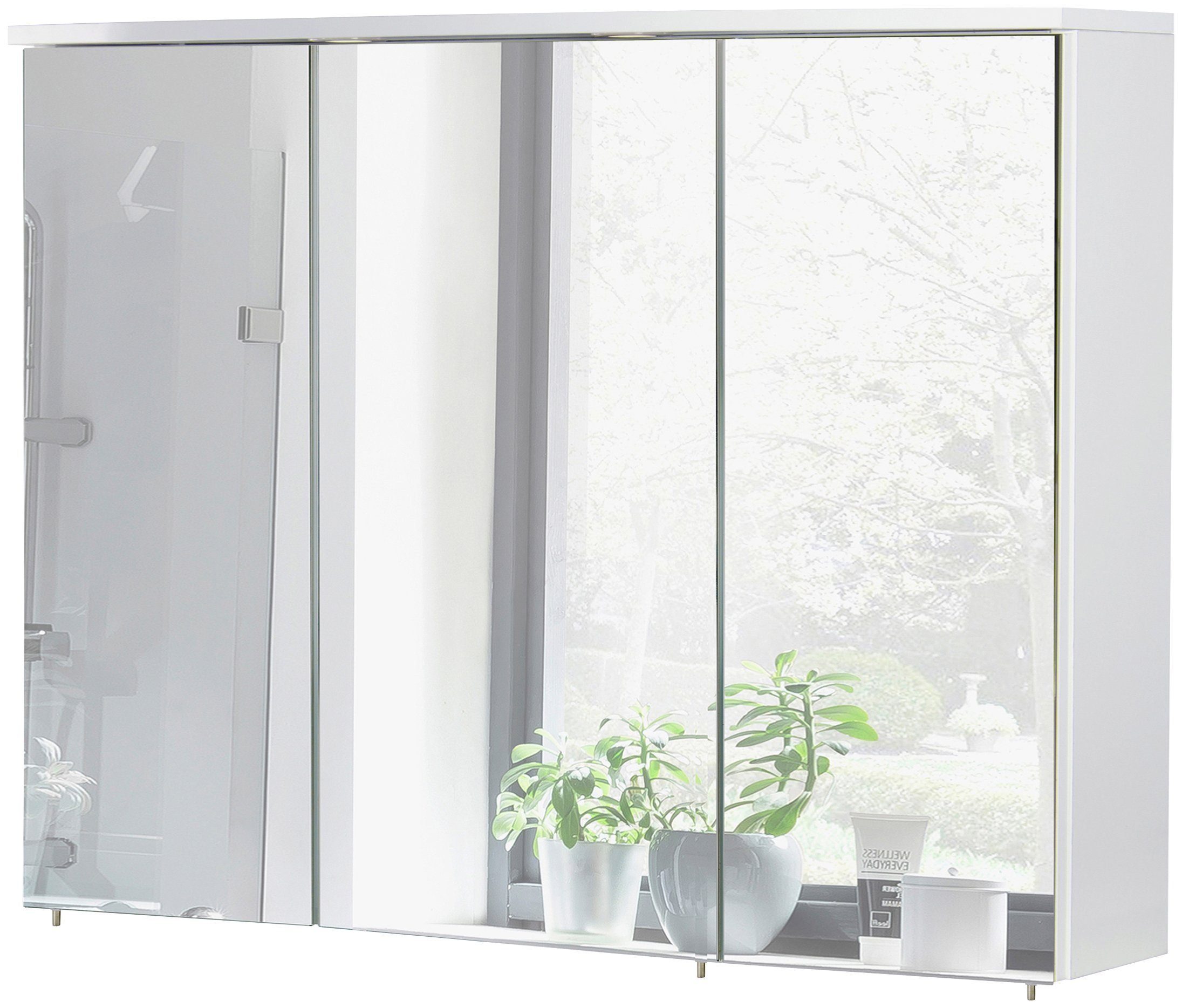 Schildmeyer Spiegelkast Verona Breedte 120 cm, 3-deurs, 3 led-inbouwspotje, schakelaar-/stekkerdoos