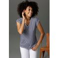 aniston casual t-shirt in strepenmix - blauw
