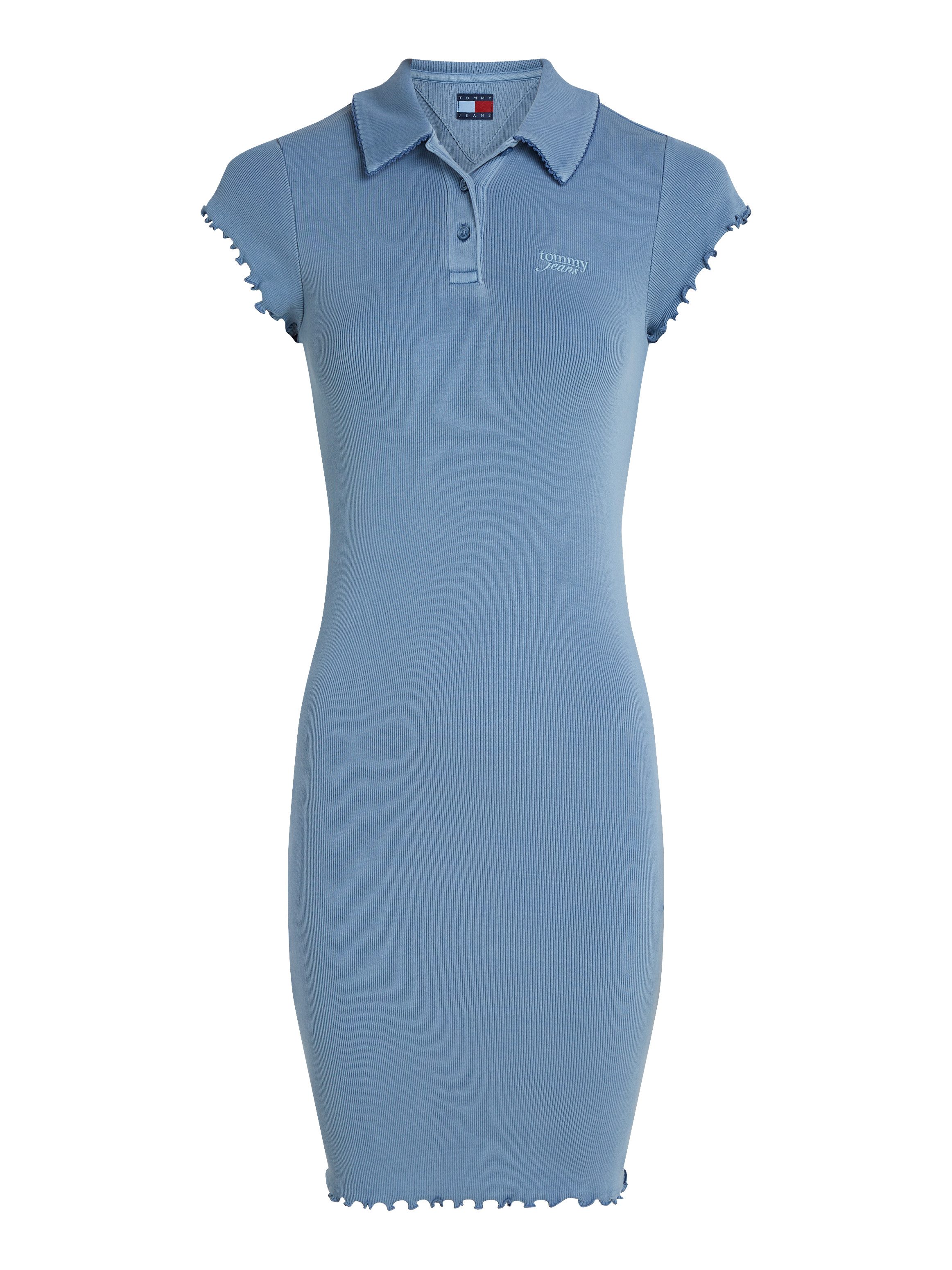 TOMMY JEANS Polojurk TJW GMD RIB POLO SS DRESS met geribde structuur, babylockzoom