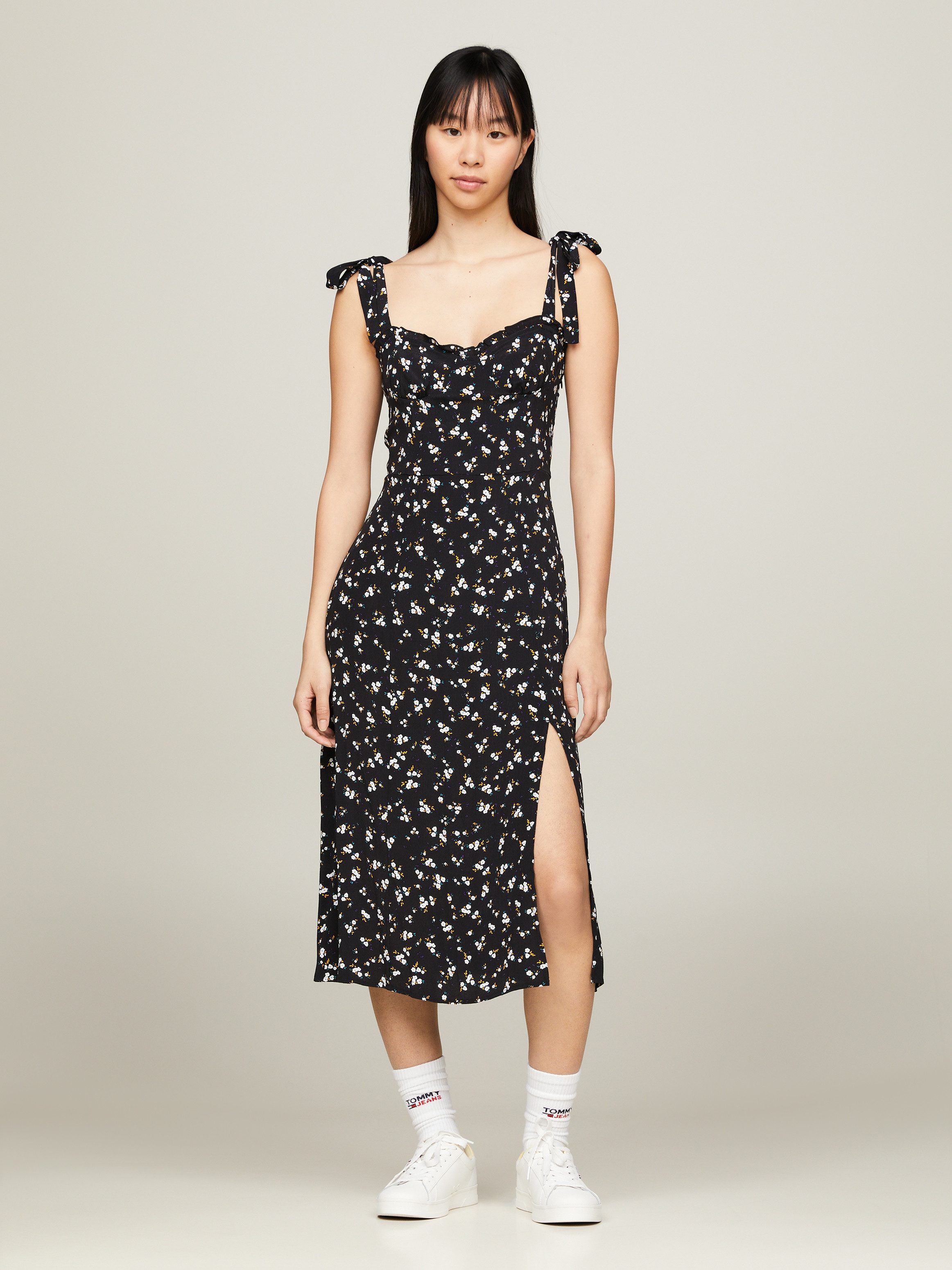 TOMMY JEANS Blousejurk TJW MIDI FLORAL RUFFLE DRESS