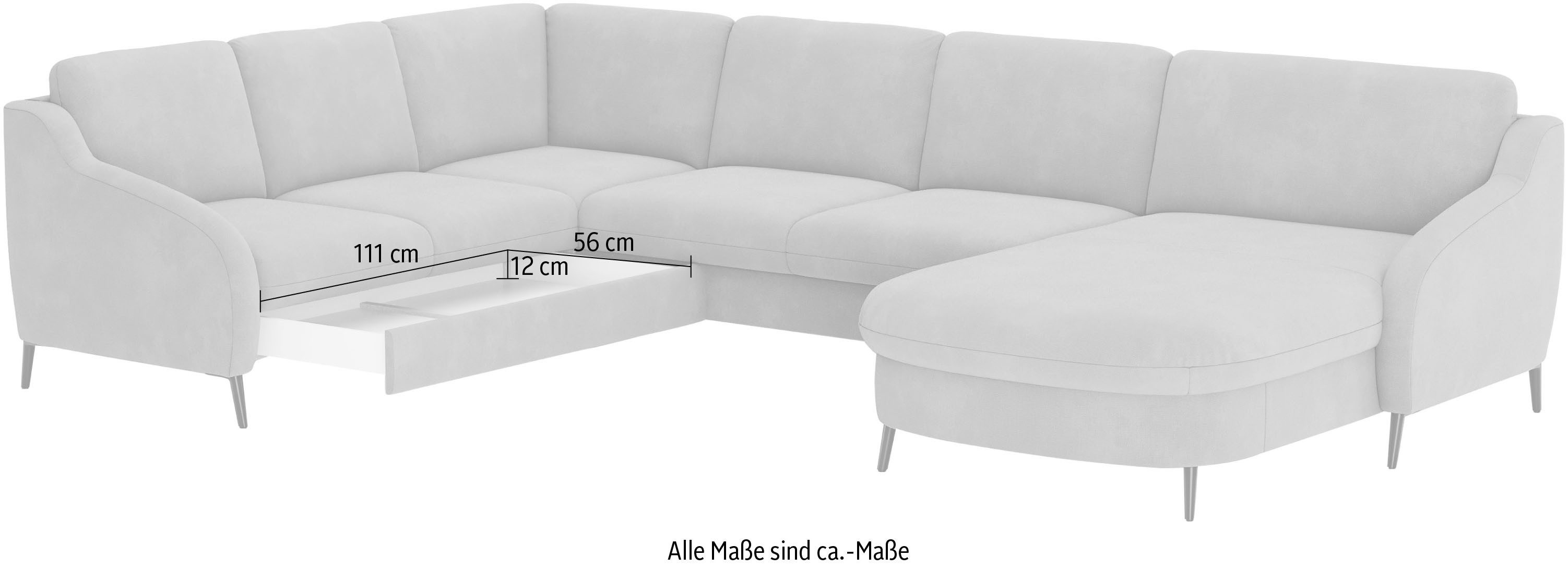 sit&more Zithoek Soul U-model optioneel met bedfunctie en bedlade of lade