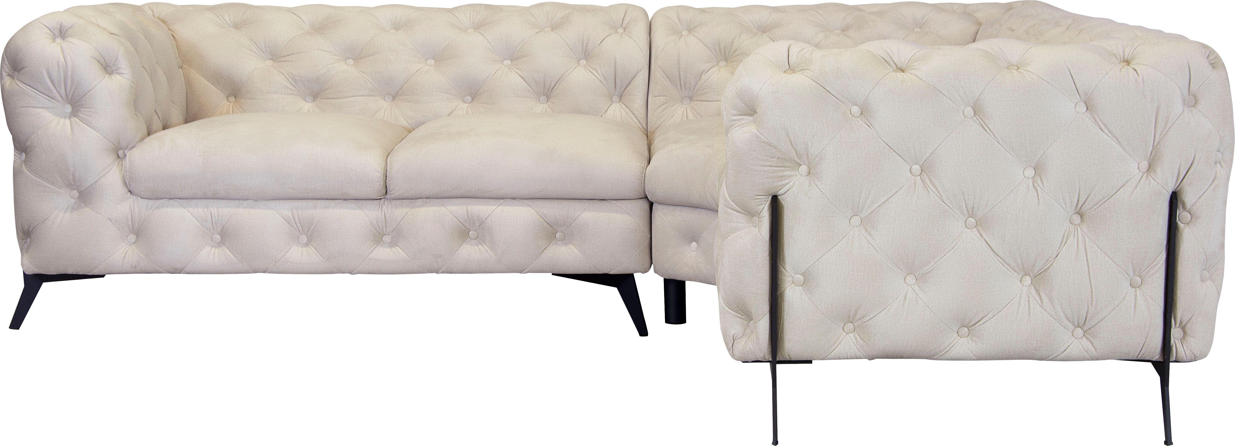 Leonique Chesterfield-bank Amaury L-vorm Chesterfield-look, bxd elk 262 cm, kleur van de poten ter keuze