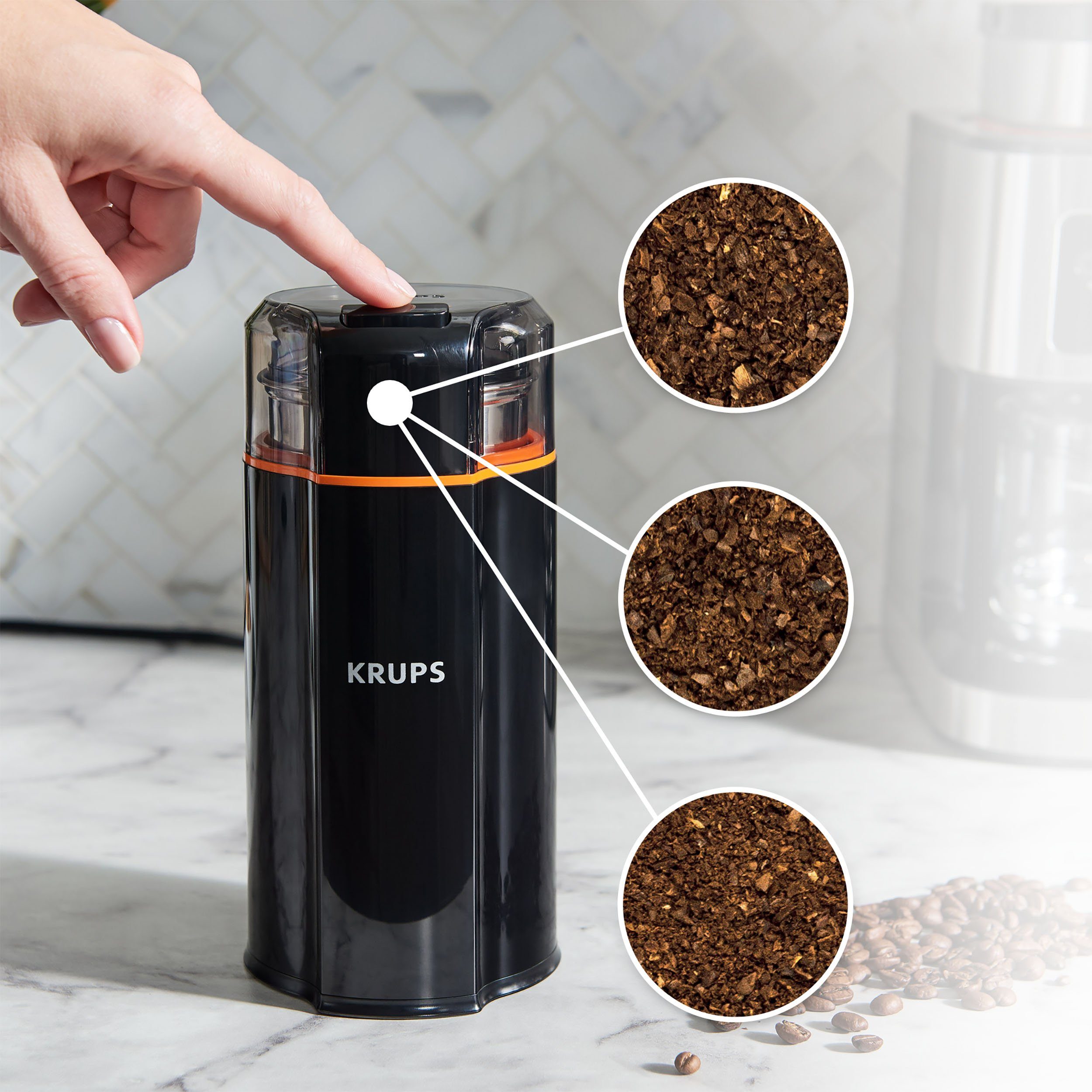 Krups Koffiemolen GX3328 Silent Vortex krachtig, efficiënt, superstil, voor 12 kopjes, 3-in-1-maalwerk