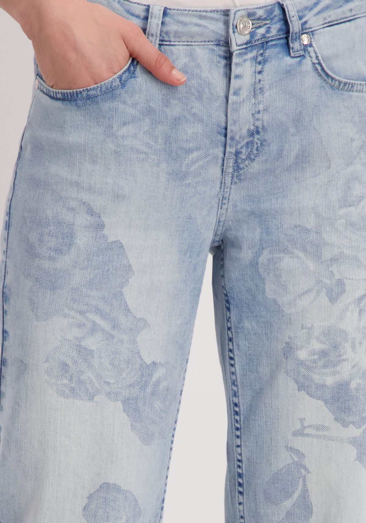 Monari Straight jeans met roosmotief