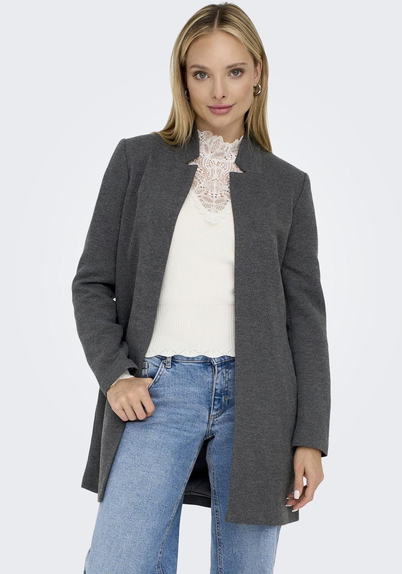 Only Korte jas ONLSOHO-LINEA L/S COATIGAN CC PNT RP dames mantels maat S (36) grijs
