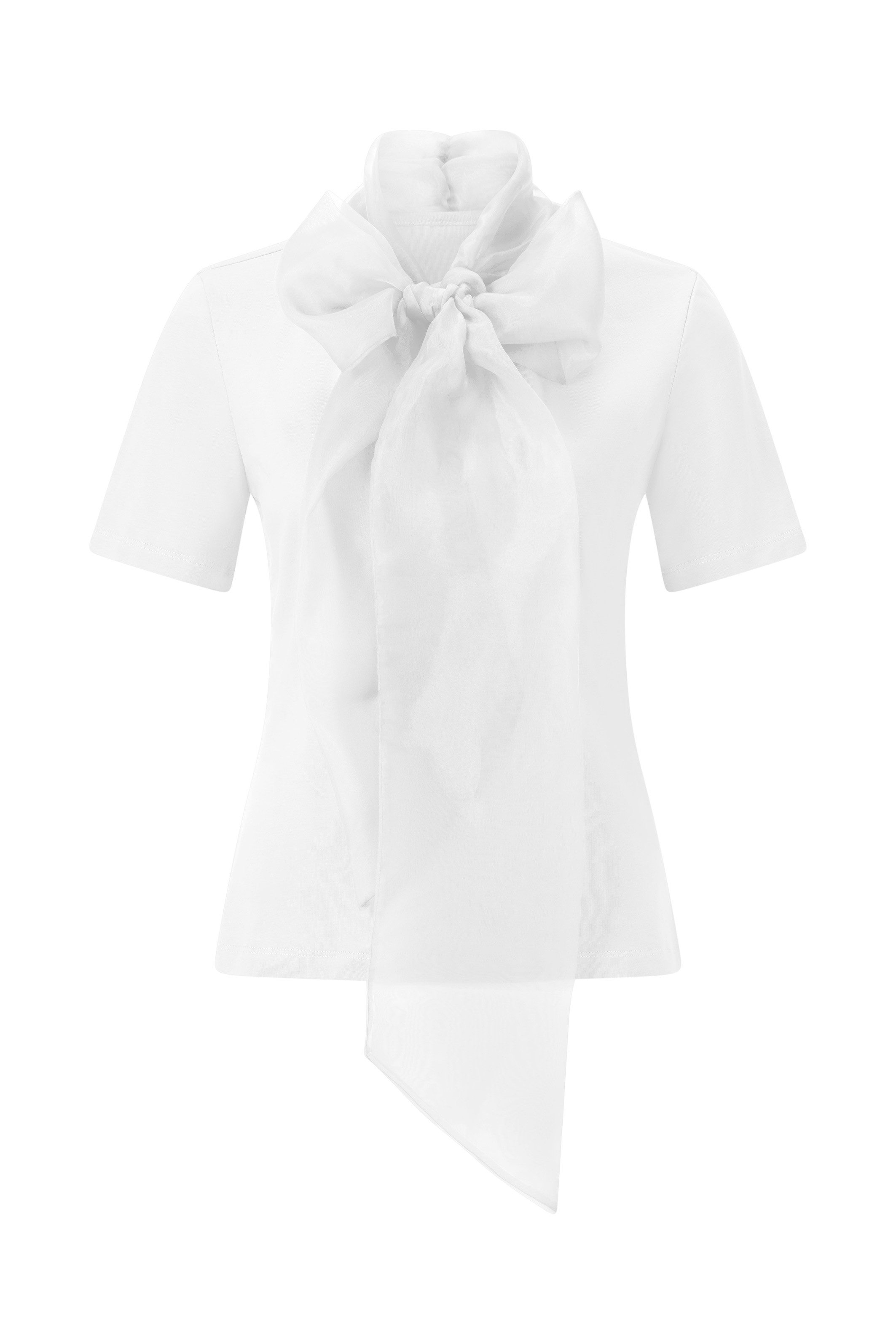 Rich & Royal Shirt met korte mouwen met opvallende strik aan de kraag