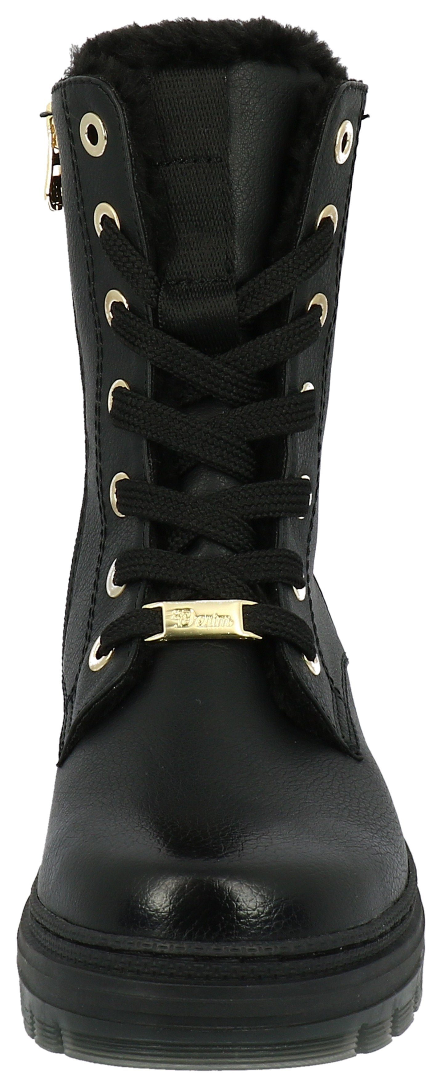 Tom Tailor Hoge veterschoenen Winterlaarzen met logo-embossing op de hak