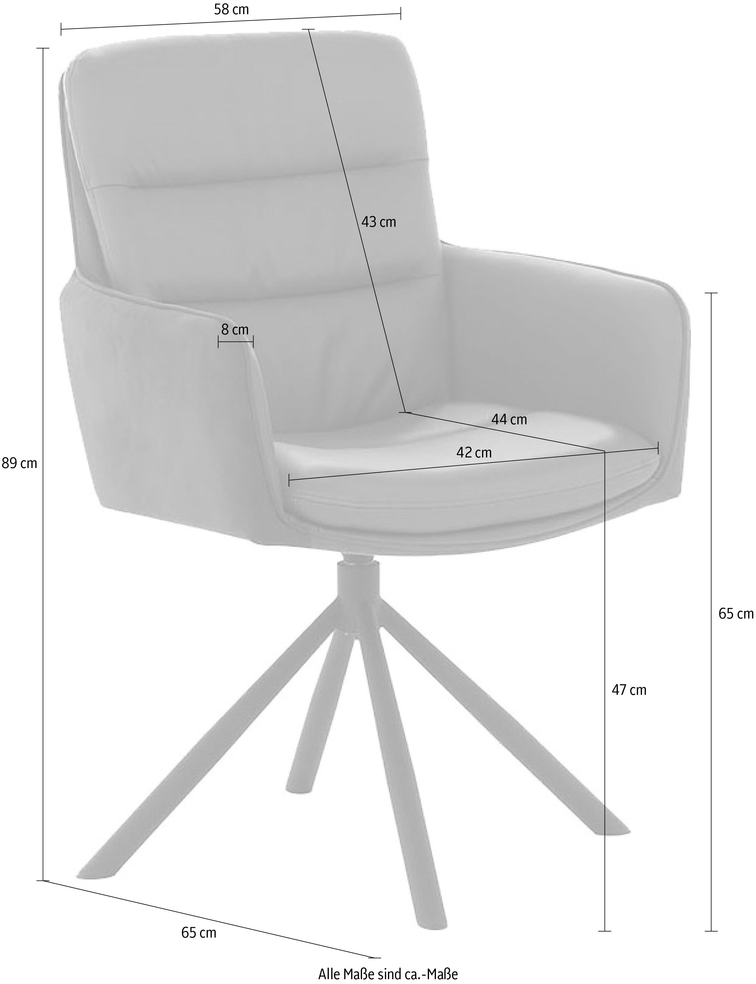 Jockenhöfer Gruppe Draaistoel AUDREY Echt leer, inclusief draaifunctie (360° draaibaar), materiaalmix (set, 2 stuks)