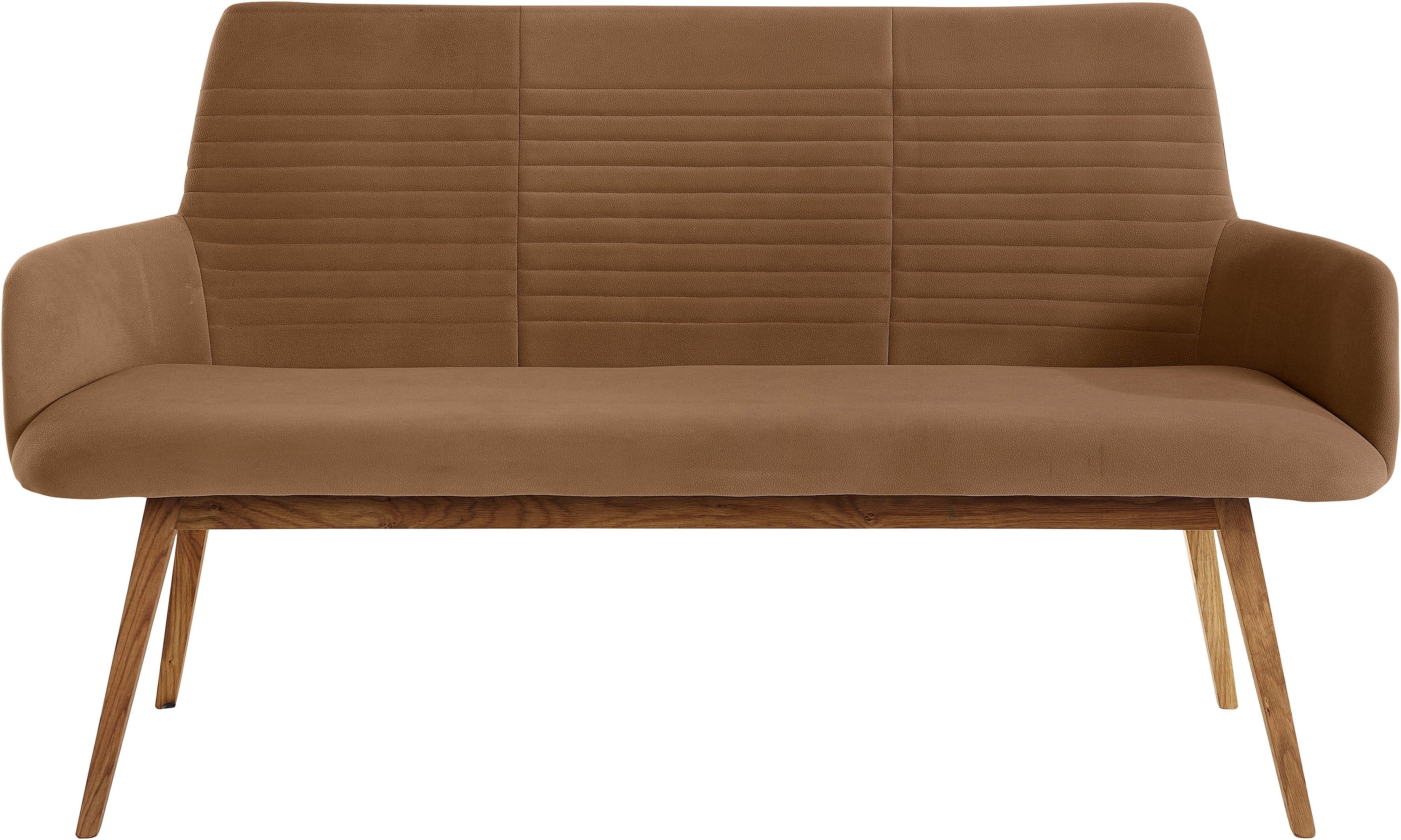 OTTO products Zitbank Alessja Breedte 160 cm, bekleding van microvezel, frame van eiken massief hout (1 stuk)