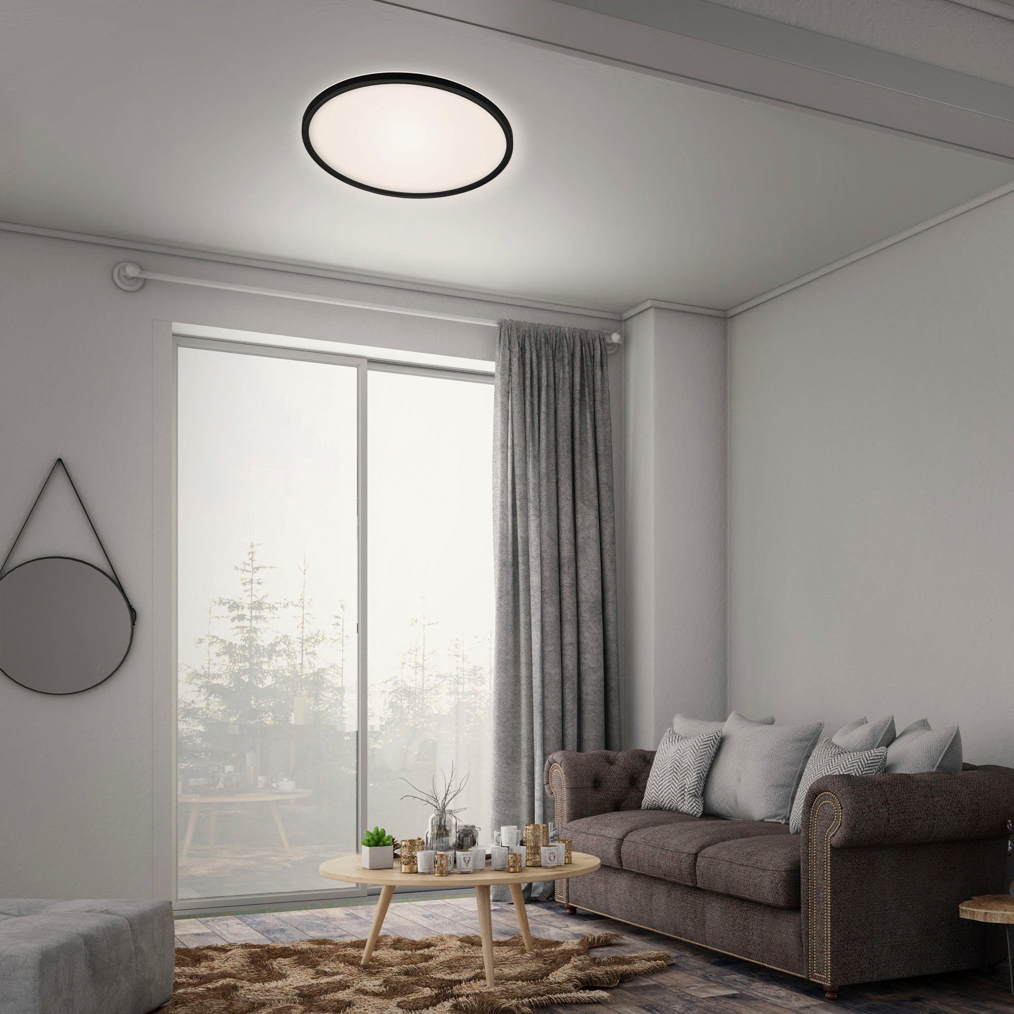 Briloner Leuchten Led-paneel 7080015 SLIM Plafondlamp, 42x2,9 cm, zwart, 22W, woonkamer, slaapkamer, keuken