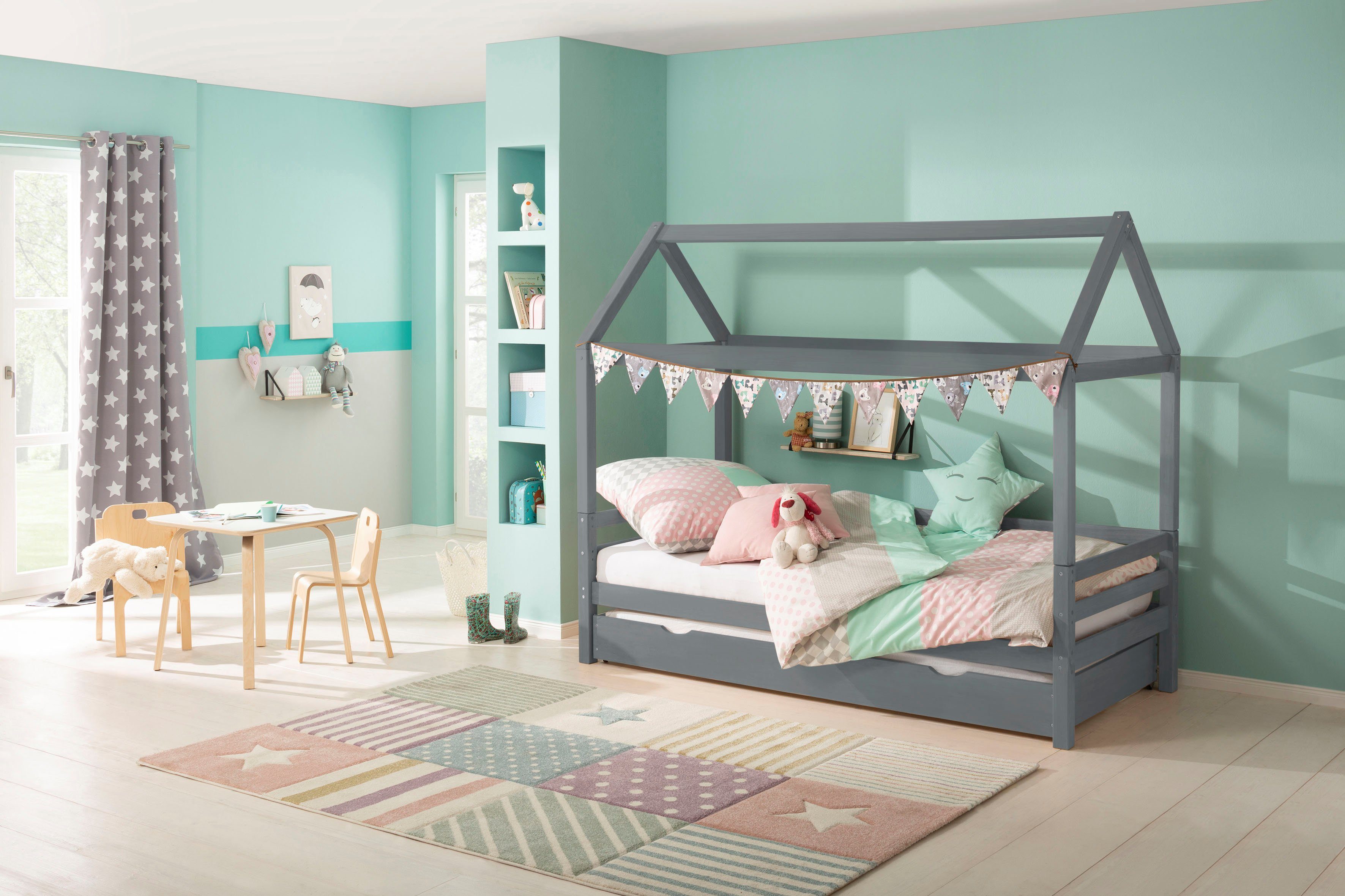 Lüttenhütt Kinderledikant Alpi inclusief bedlade en lattenbodem, ligoppervlak 90x200 cm,