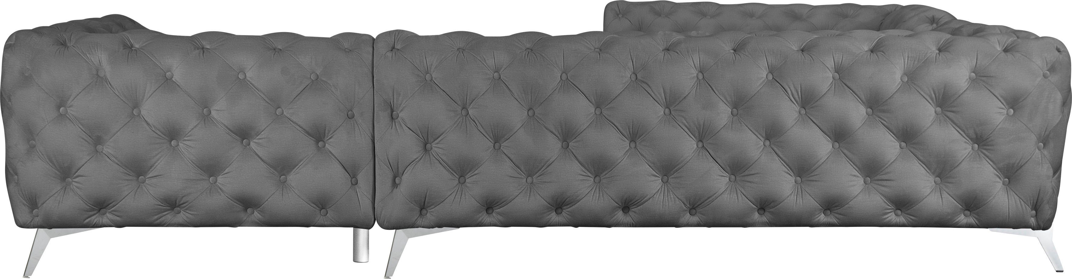Leonique Chesterfield-bank Amaury L-vorm grote hoekbank, chesterfield-look, breedte 323 cm, kleur van de poten ter keuze