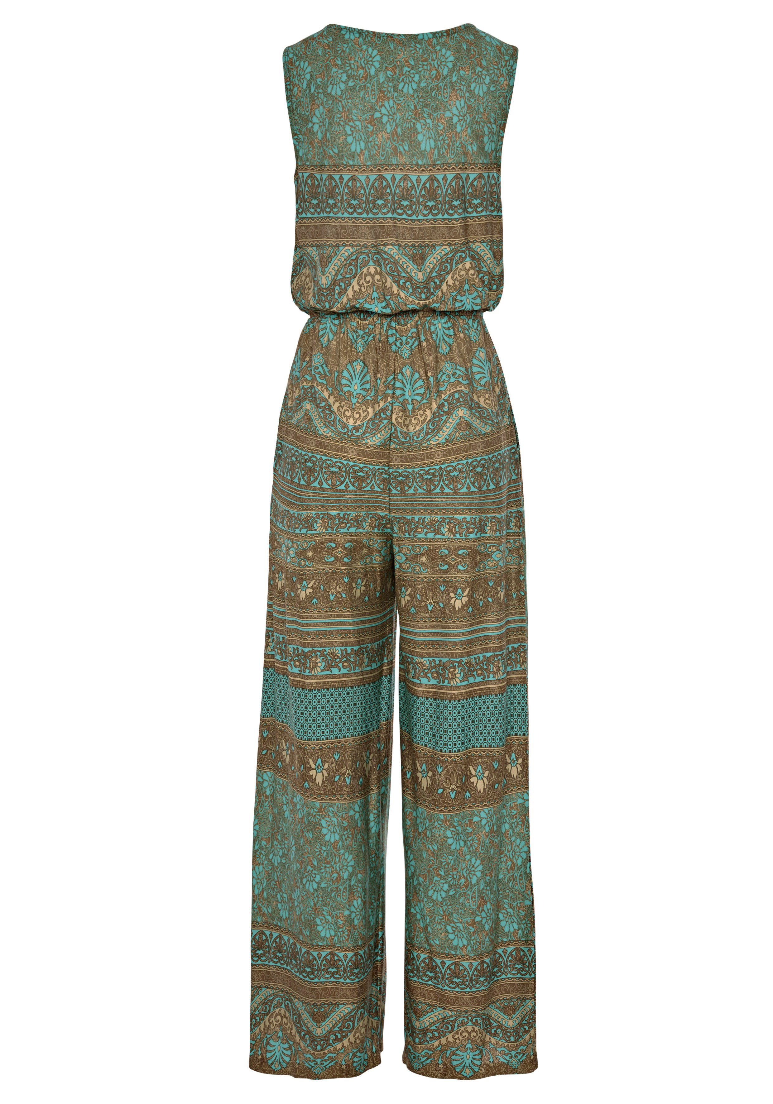 Lascana Jumpsuit met overlappend v-hals, zomerse jumpsuit met alloverprint