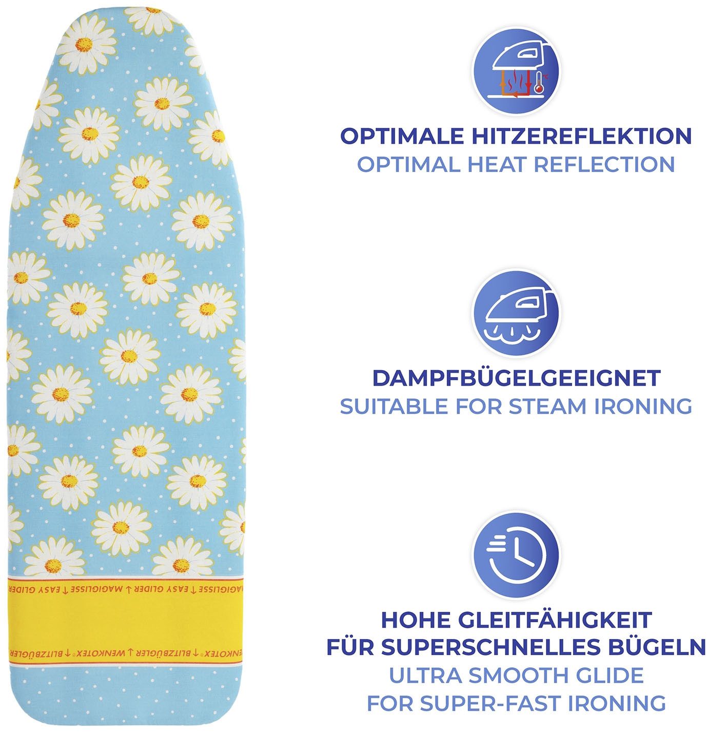 Maximex Strijkplankhoes Margie Strijktafelhoes met blitzstrijkzone, gepolsterd, 128 x 54 cm