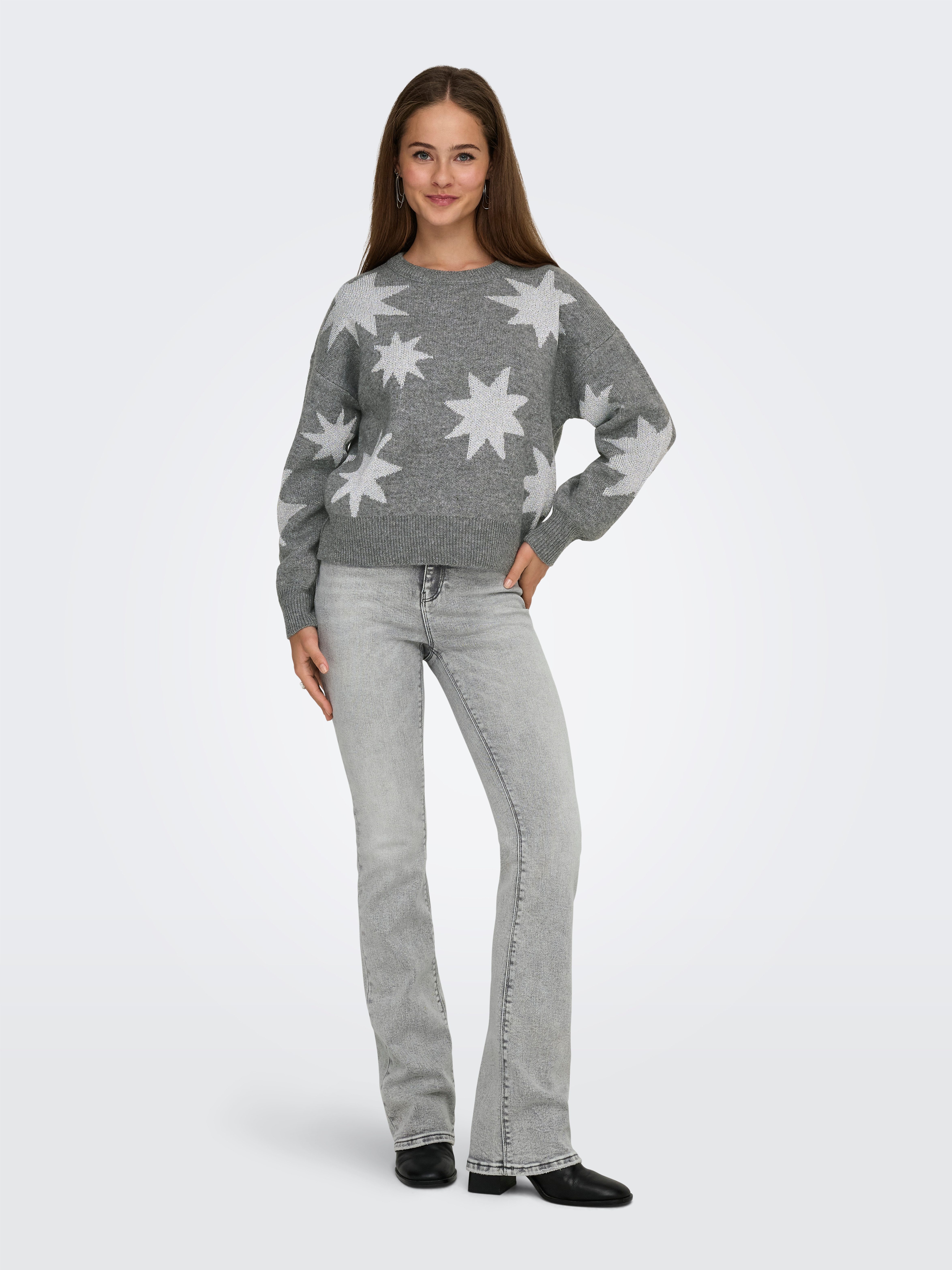Only Trui met ronde hals ONLROSIE LS O-NECK GLITTER KNT