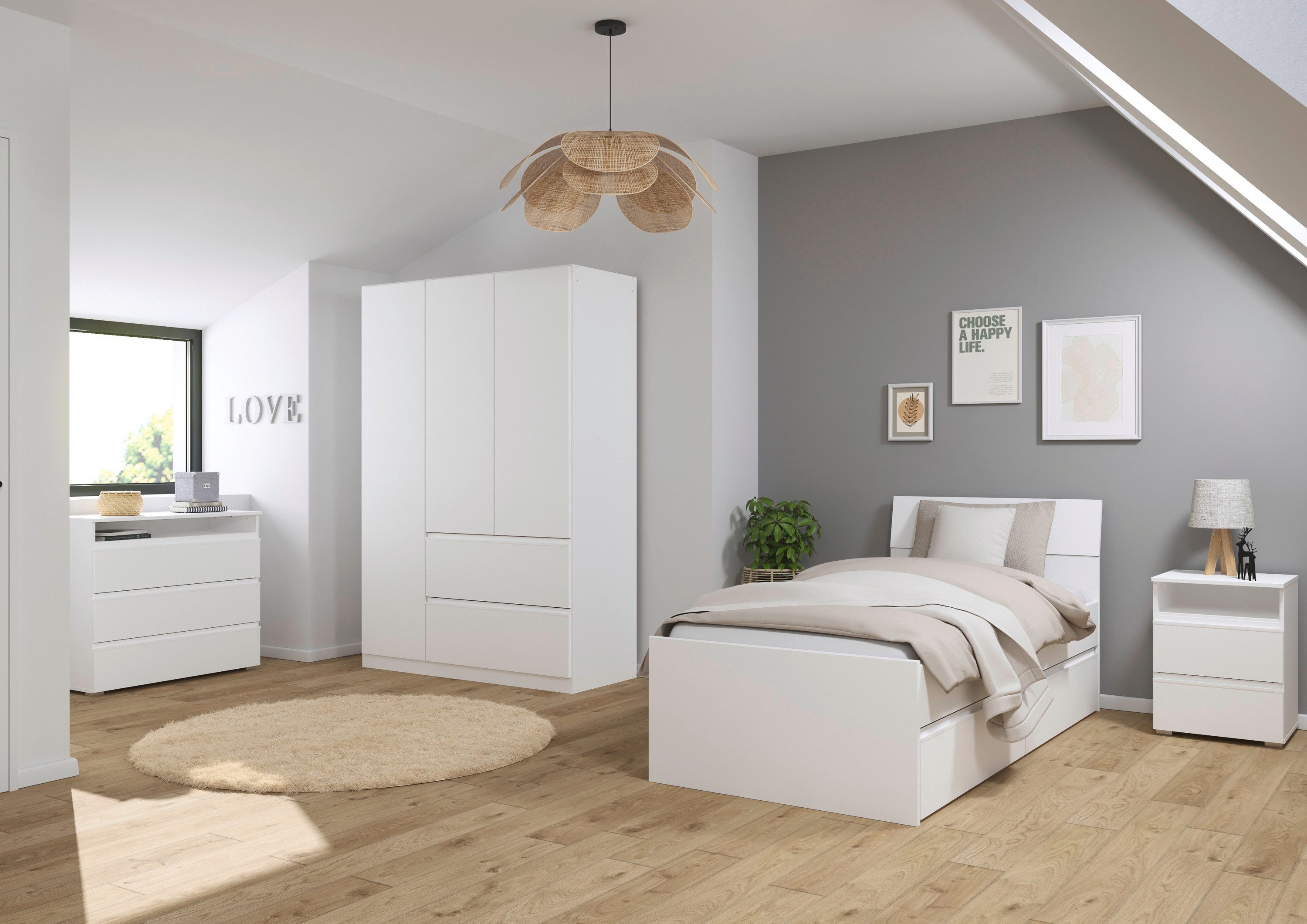 rauch Draaideurkast Kledingkast Kast Garderobe Slaapkamerkast JOEL met twee lades, met push-to-open functie made in germany