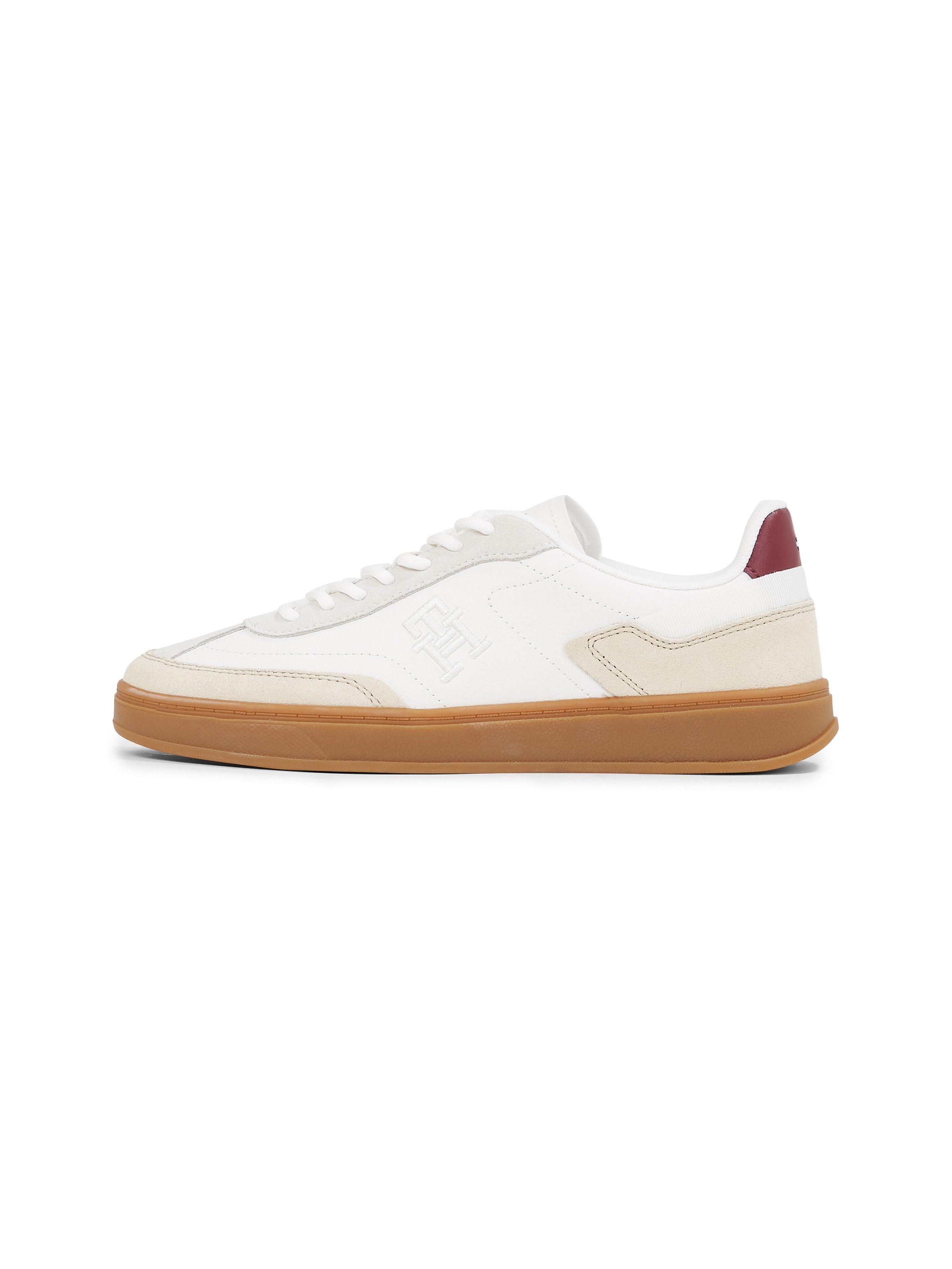 Tommy Hilfiger Plateausneakers TH HERITAGE COURT SNEAKER LTHR , plateau, veterschoen, vrijetijdsschoen, lage schoen met th-logo borduursel dames lage