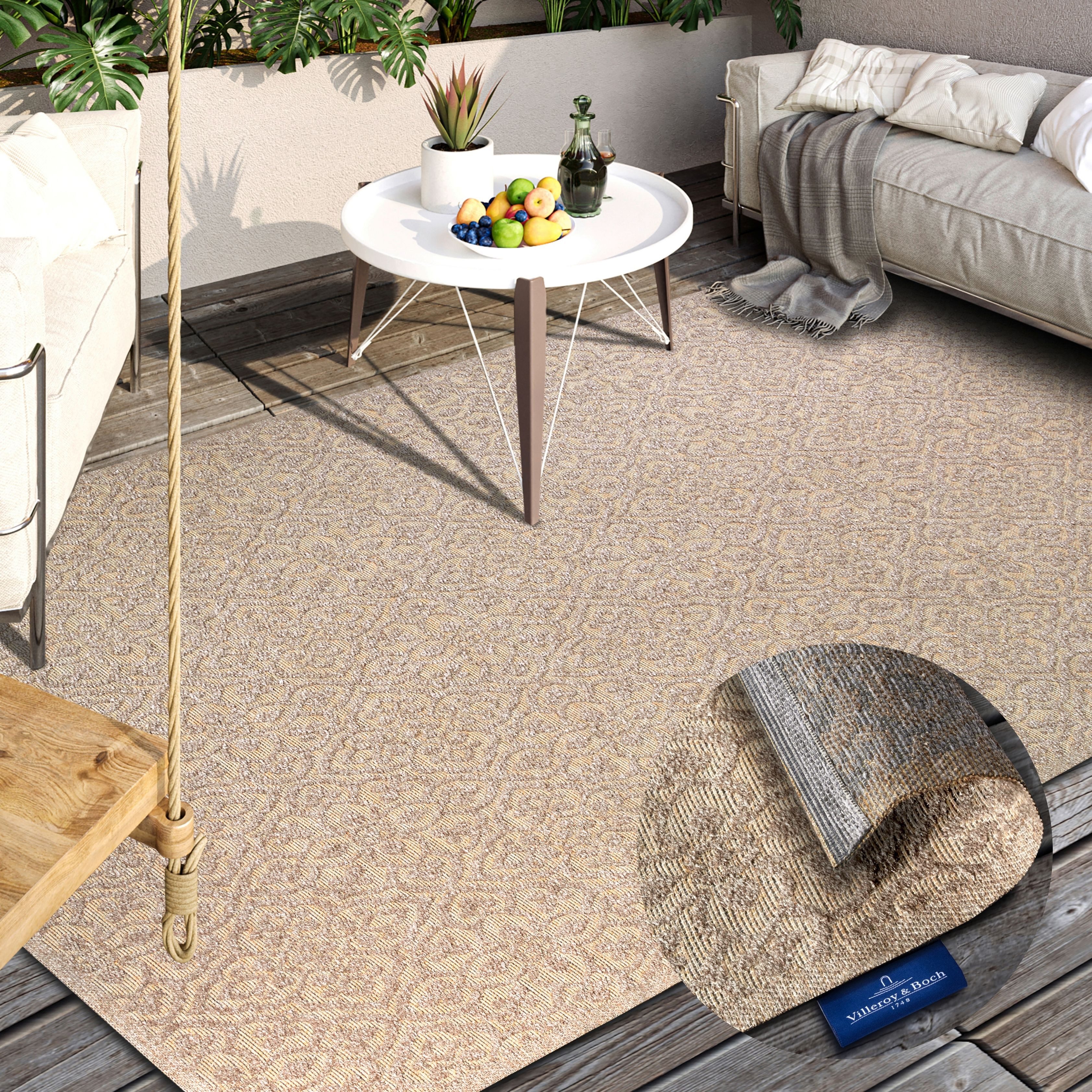 Villeroy & Boch Outdoorkleed Julie In-& Outdoor, Vlakweefsel, weerbestendig, Terras, Balkon, modern, Trend buitenkleden maat 160 cm x 230 cm x 4 mm