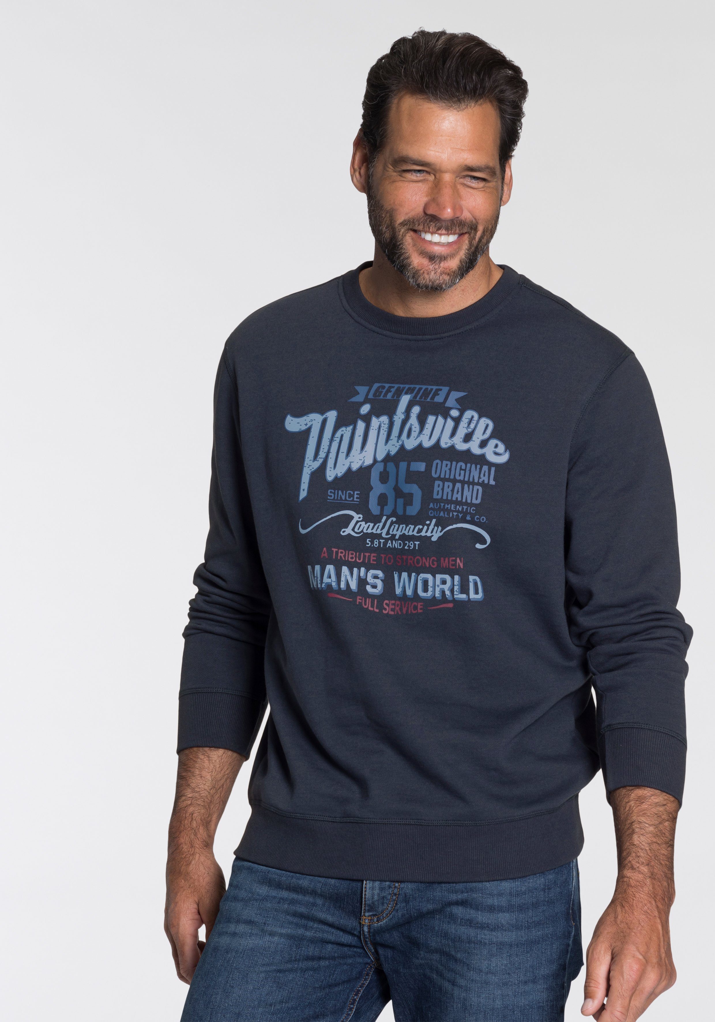 Man's World Sweatshirt Lange mouwen, casual print, ronde hals, van katoenmix