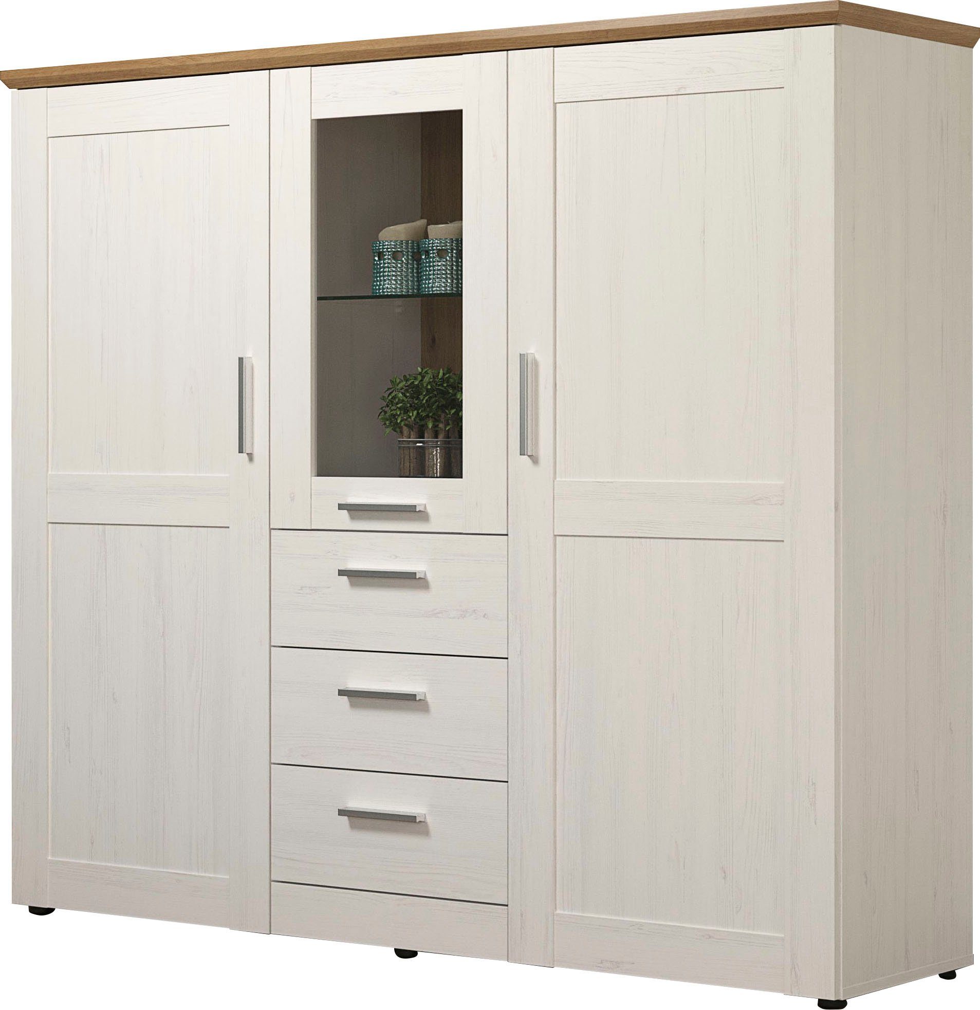 Home affaire Highboard Nybro Vitrine, omkeerbaar monteerbare deurstop, breedte 159 cm
