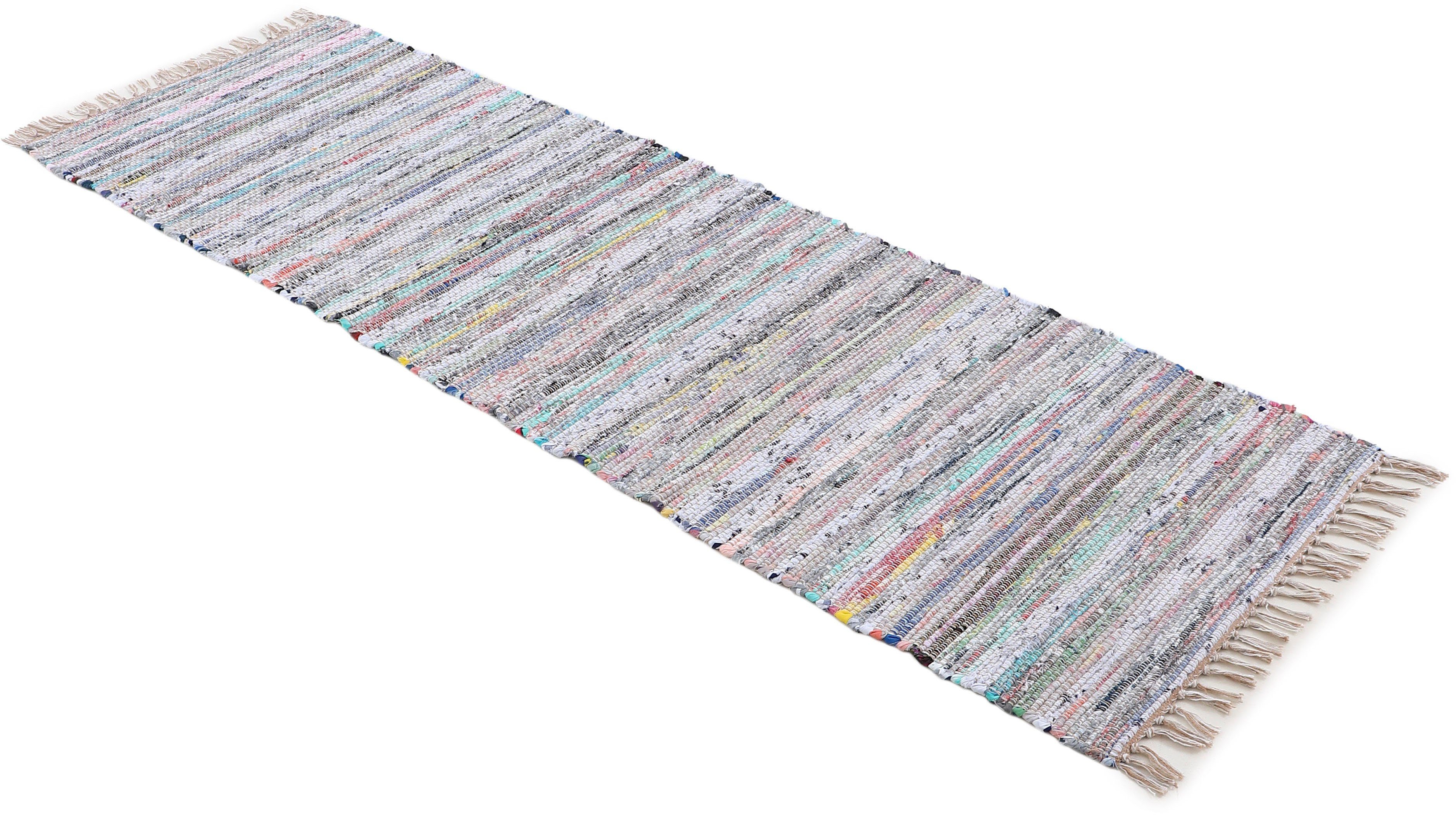 carpetfine Vloerkleed Kelim Chindi, omkeerbaar tapijt handgeweven, patchwork tapijt met franjes, ook verkrijgbaar in loperformaten