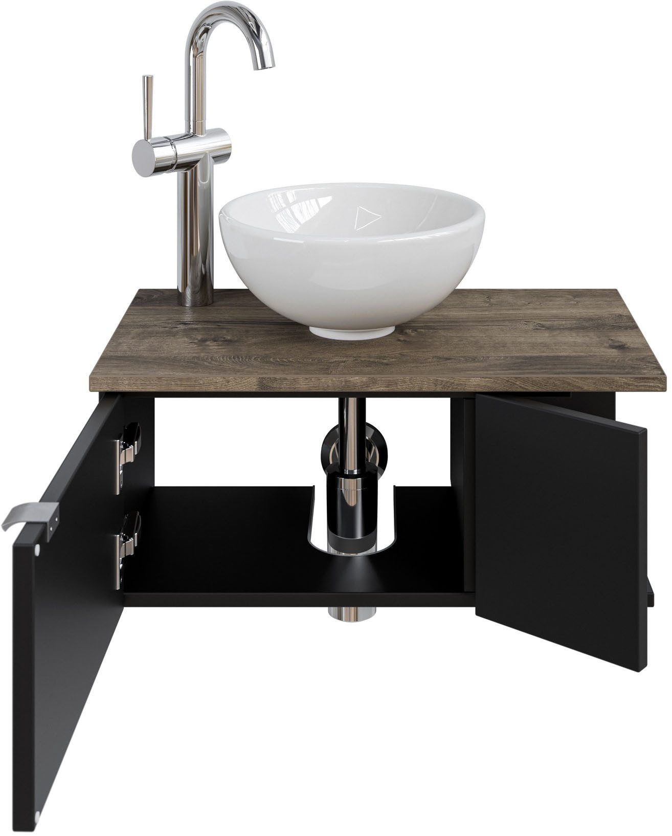 Saphir Wastafelonderkast Serie 6915 wastafel met onderkast voor gastenbadkamer, tweede toilet (3-delig)