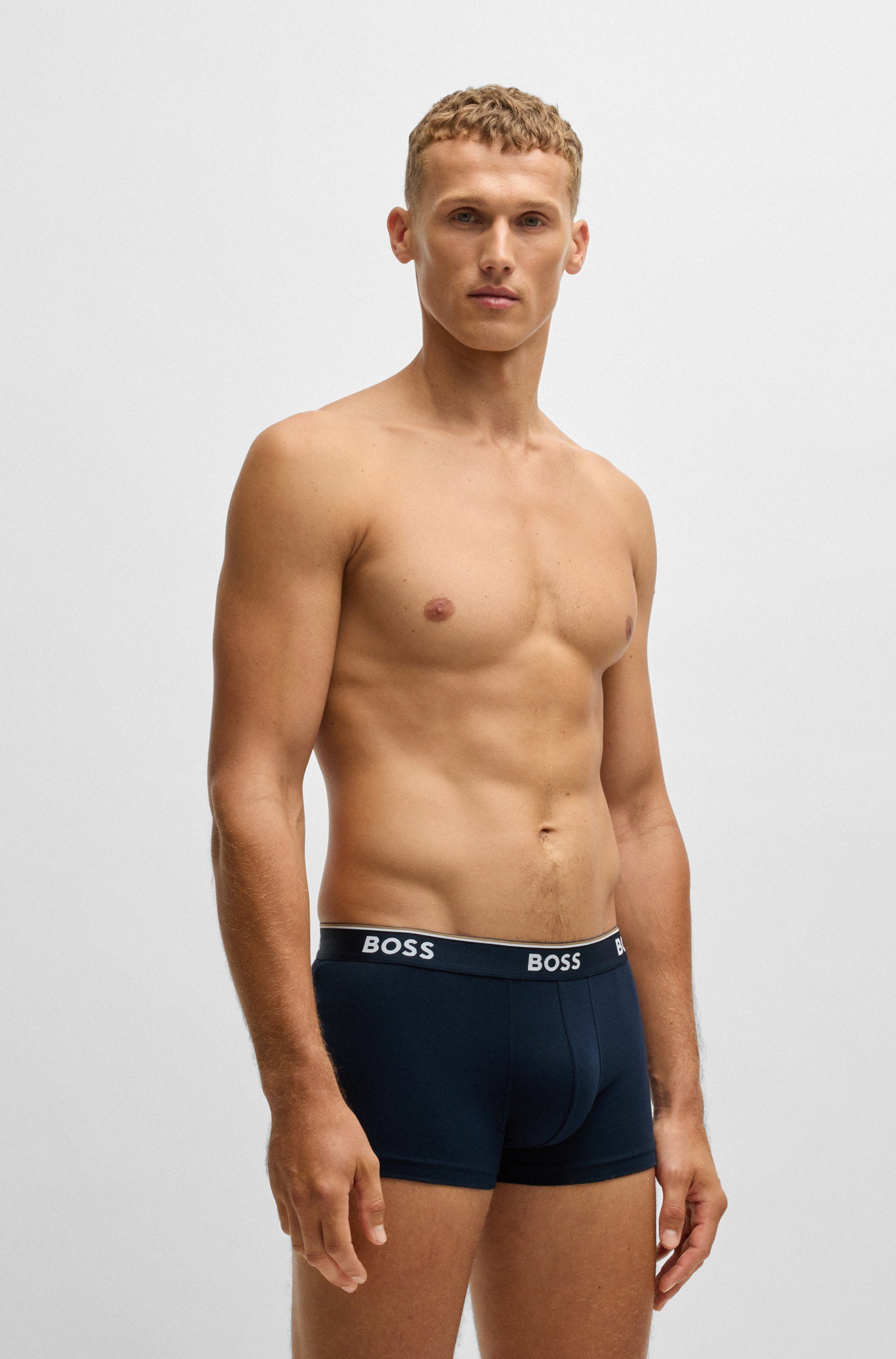 BOSS Boxershort TRUNK 3 PACK BOSS opdruk op de tailleband (3 stuks)