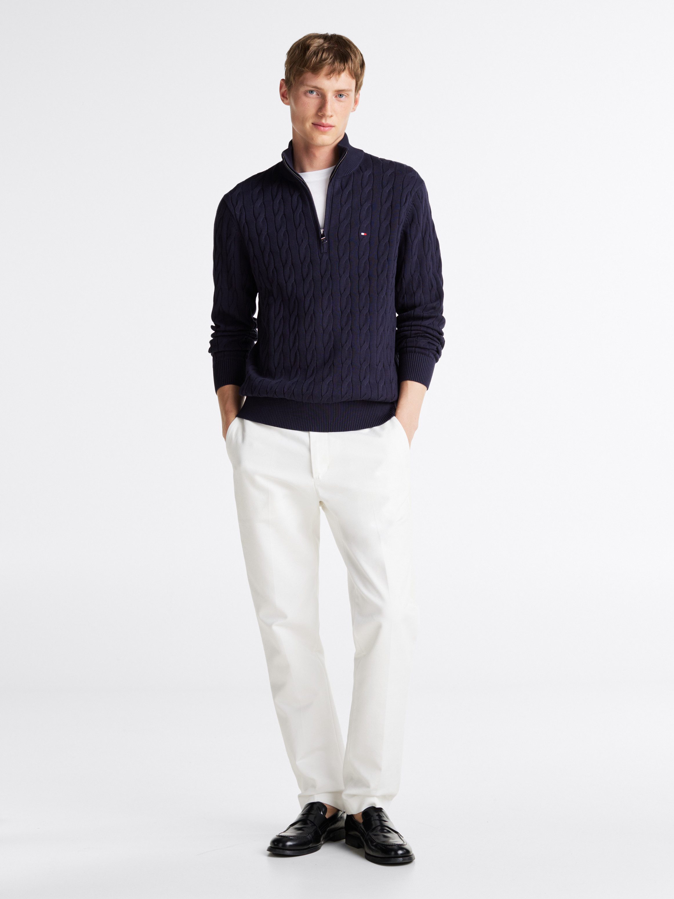 Tommy Hilfiger Gebreide trui CLASSIC COTTON CABLE ZIP MOCK