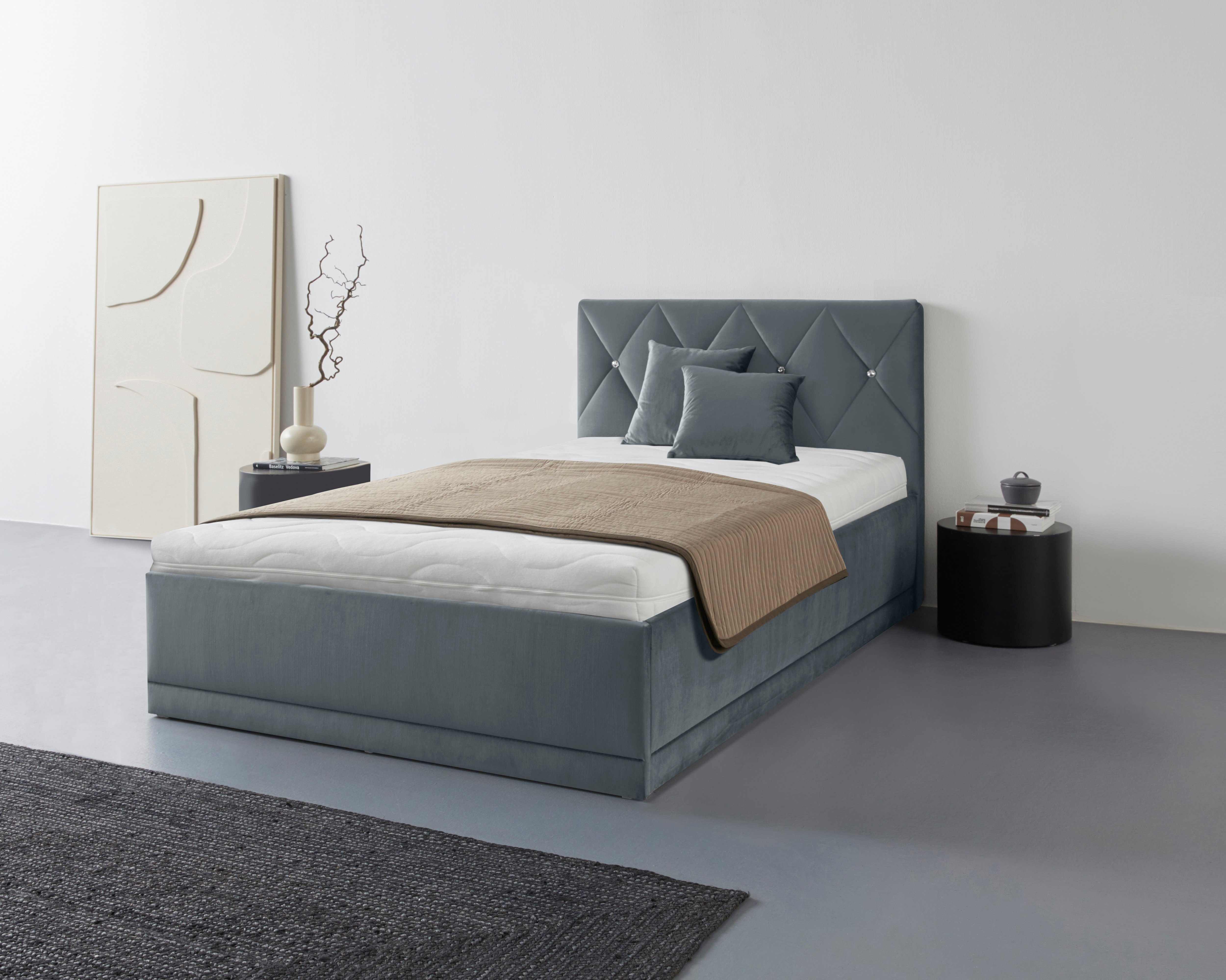 Westfalia Polsterbetten Gestoffeerd bed ADAMAS ook met bedlade, knoopdetails met stras
