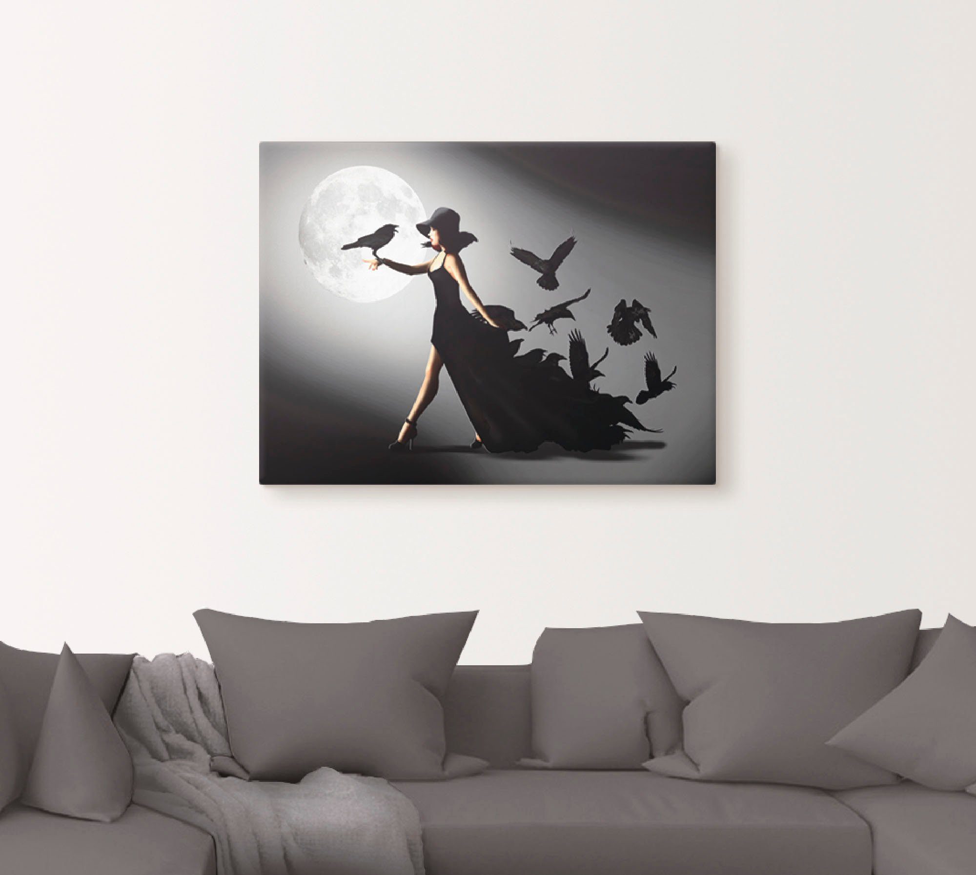 Artland Artprint De vrouw met de raaf als artprint van aluminium, artprint voor buiten, artprint op linnen, poster, muursticker