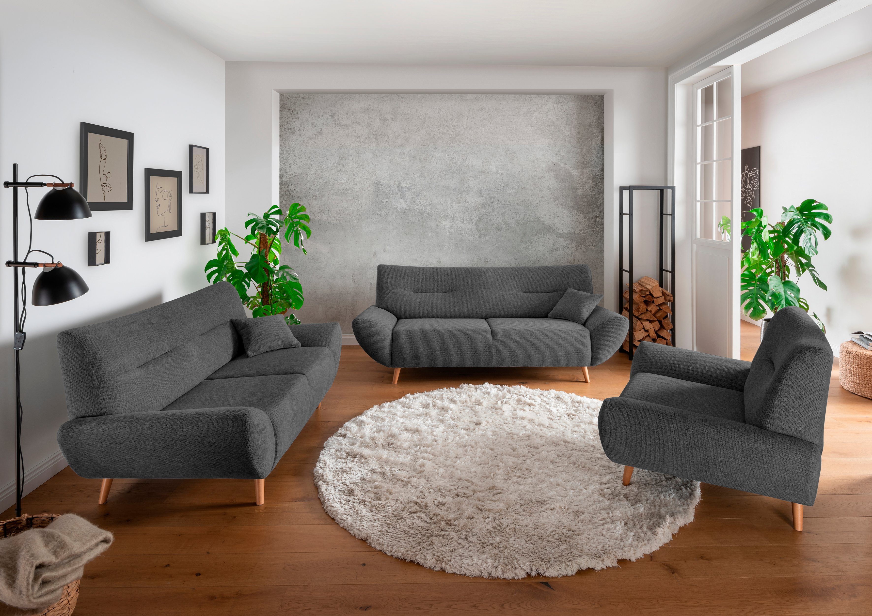 INOSIGN 2-zitsbank Drago elegant en tijdloos, comfortabel, houten voet