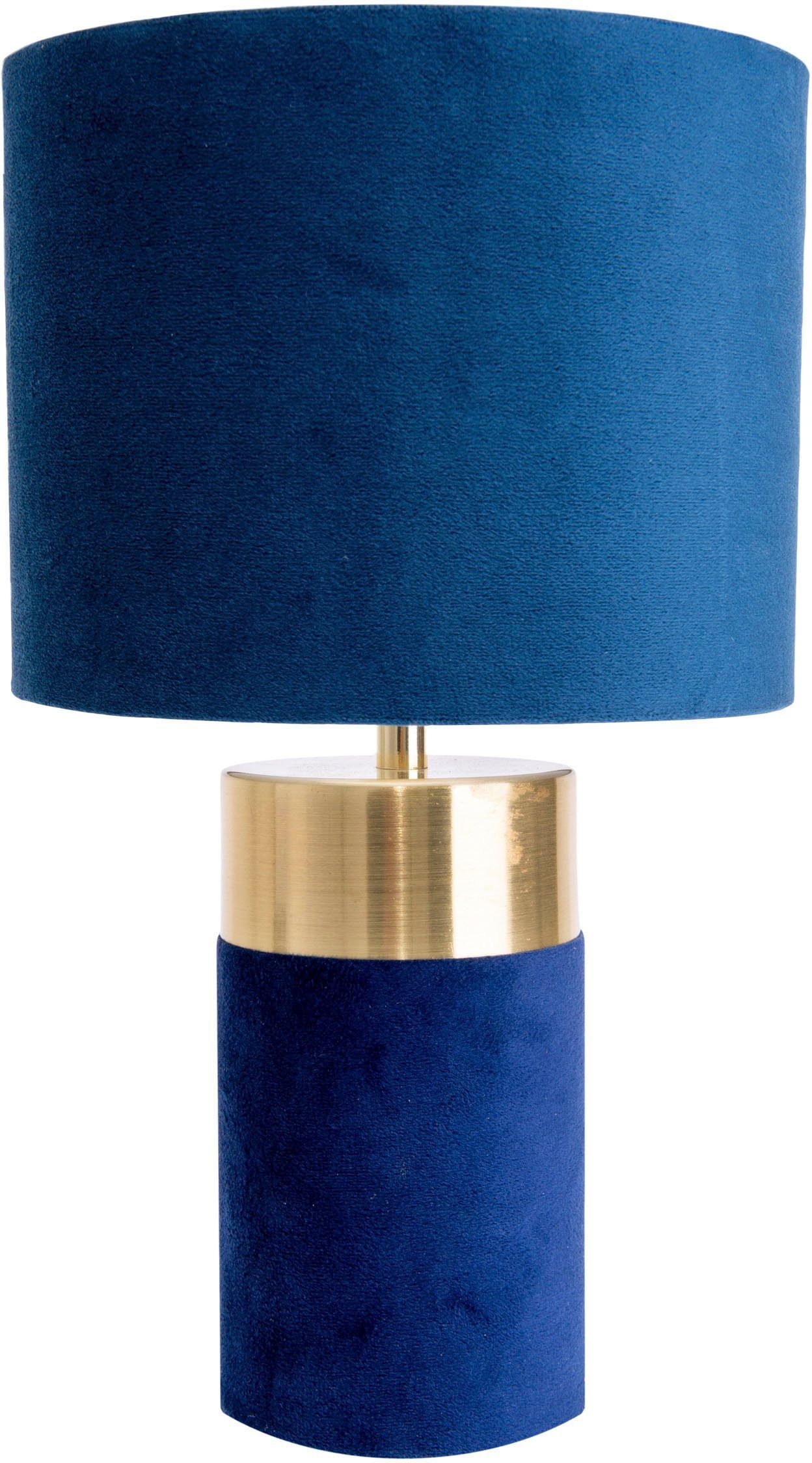 näve Tafellamp Bordeaux 1xe14, textielkap blauw, voet blauw-goud, hoogte 32cm, aansluiting 150cm (1 stuk)