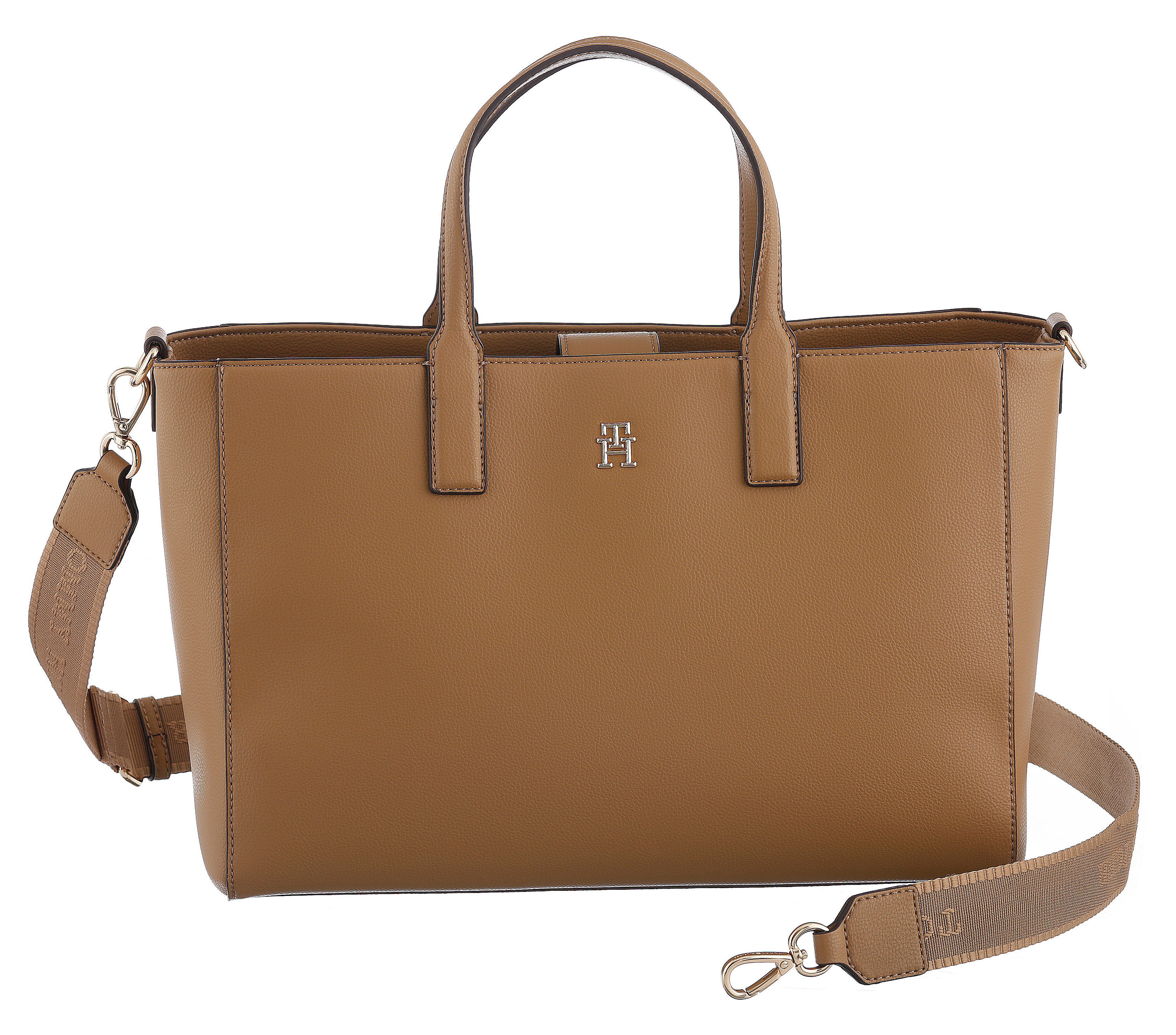 Tommy Hilfiger Schoudertas TH SOFT LOGOTAPE SATCHEL dames schoudertas, handtas met th-logoapplicatie